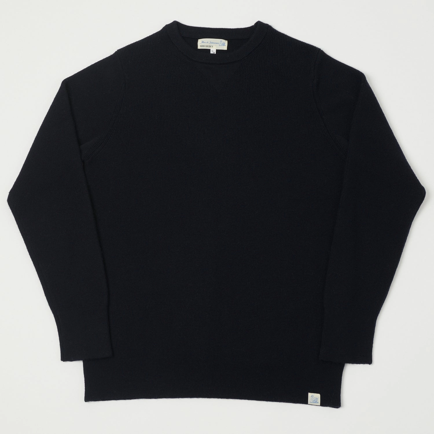 Simple Layer Merz b. Schwanen 'Good Basics' Ribbed Merino Wool Pullover - Dark Navy