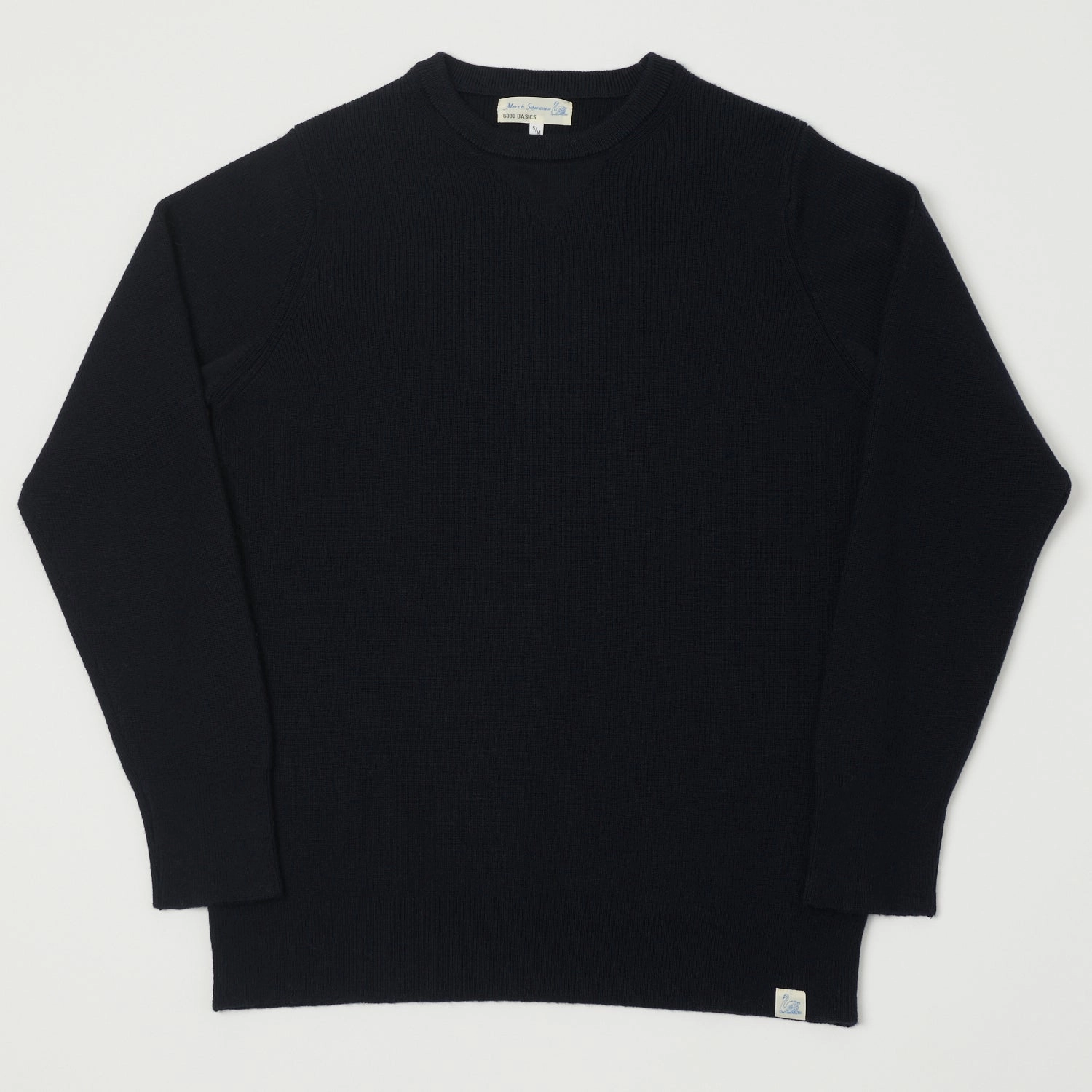 Neutral Look Snug feel Merz b. Schwanen 'Good Basics' Ribbed Merino Wool Pullover - Dark Navy