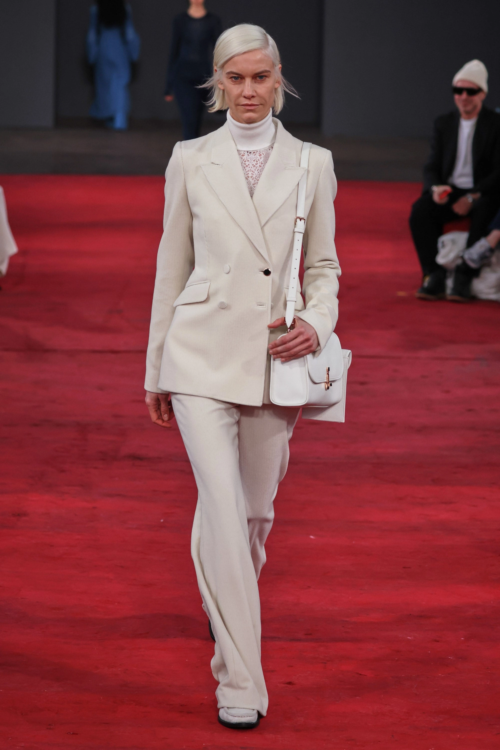 Meret Pointelle Knit Turtleneck in Ivory Merino Wool Weekend Ready Walk In Park