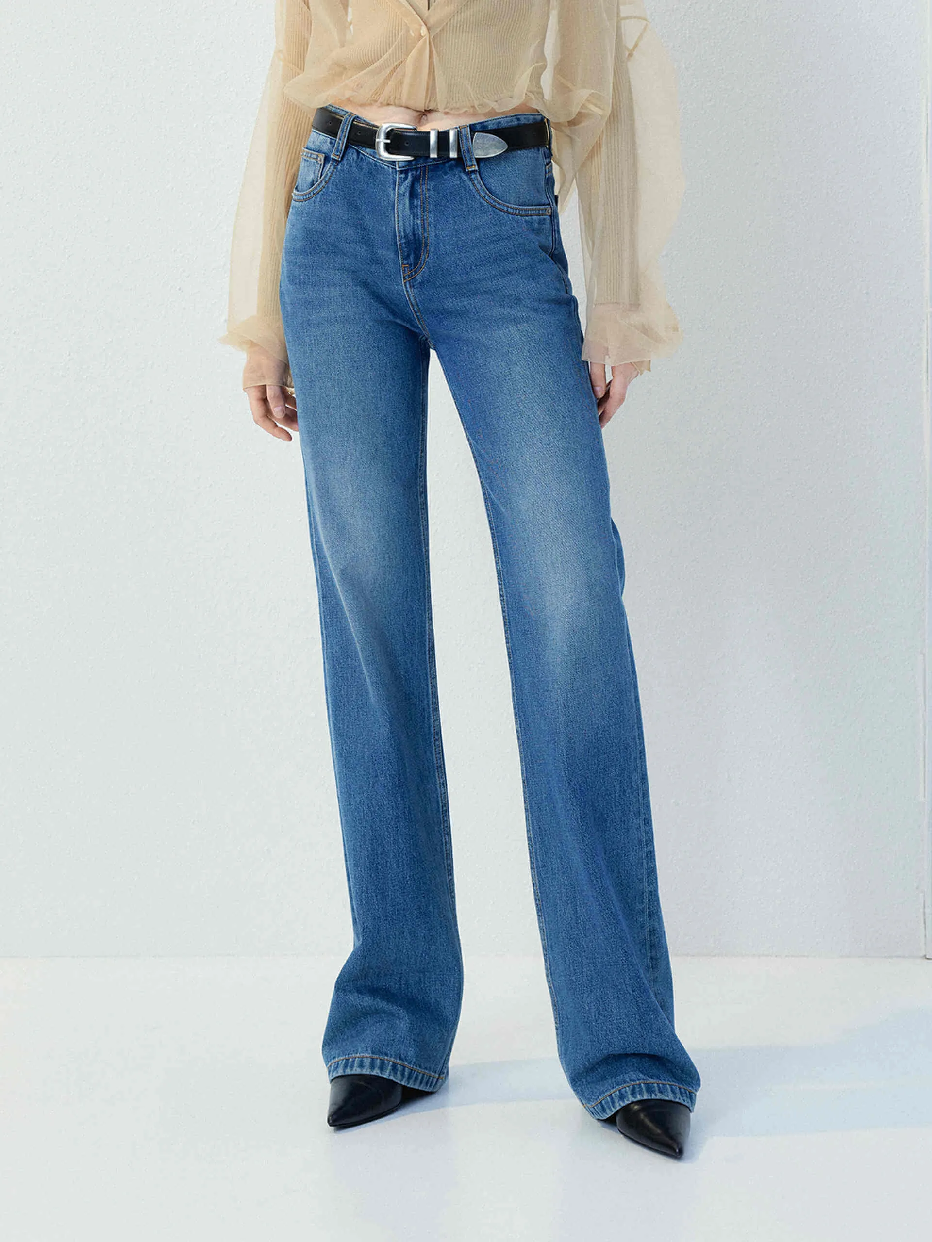 Mid Waist Full Length Jeans Fashion Lover Durable Minimalist Style Go-to Comfort