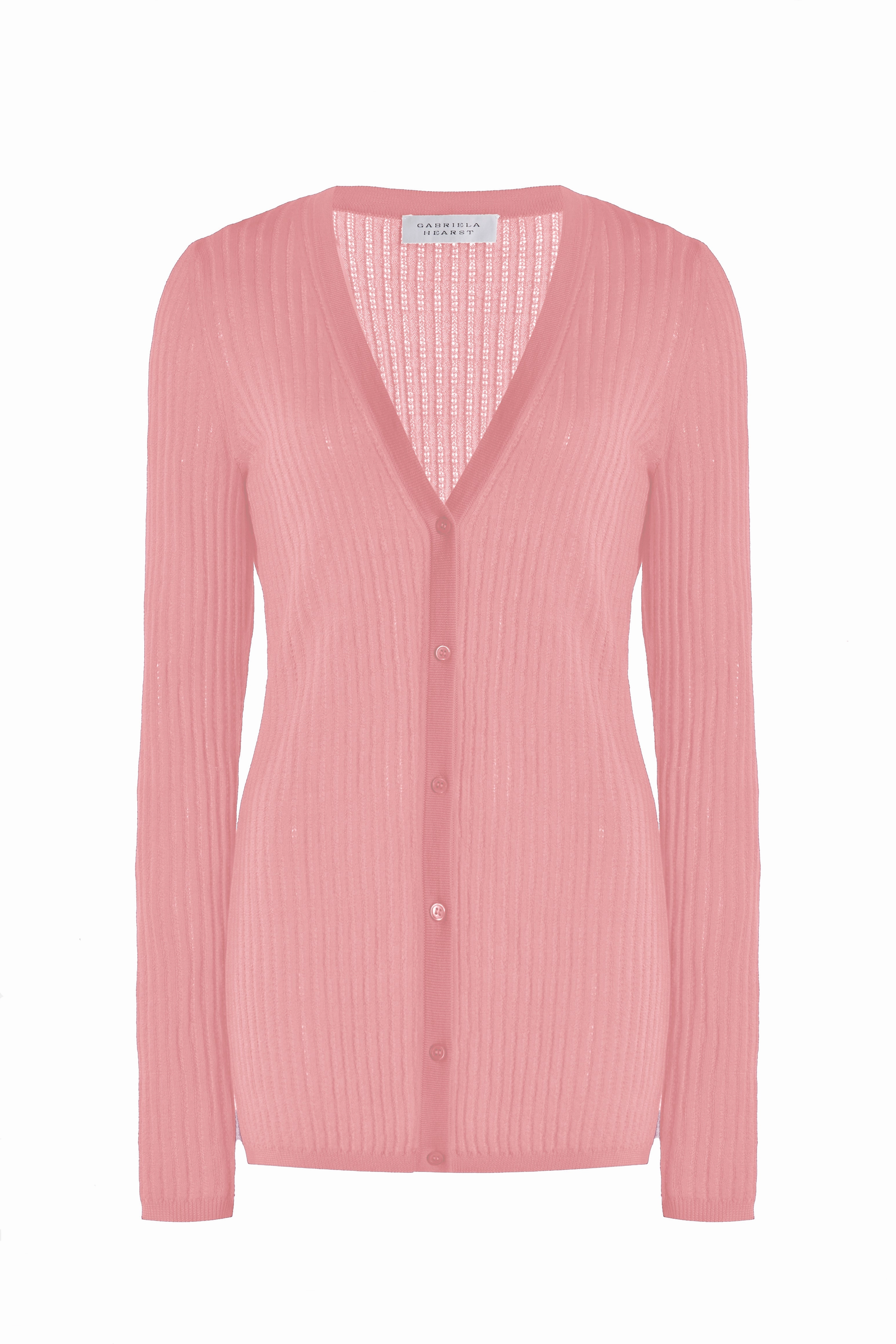 Winter Wardrobe Emma Pointelle Knit Cardigan in Rosa Cashmere Silk