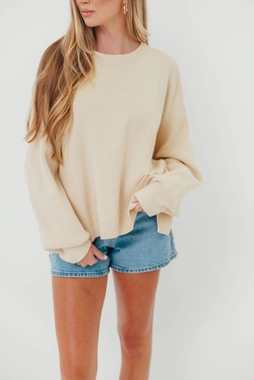 Breathable Fit Leigh Drop Shoulder Sweater in Ecru