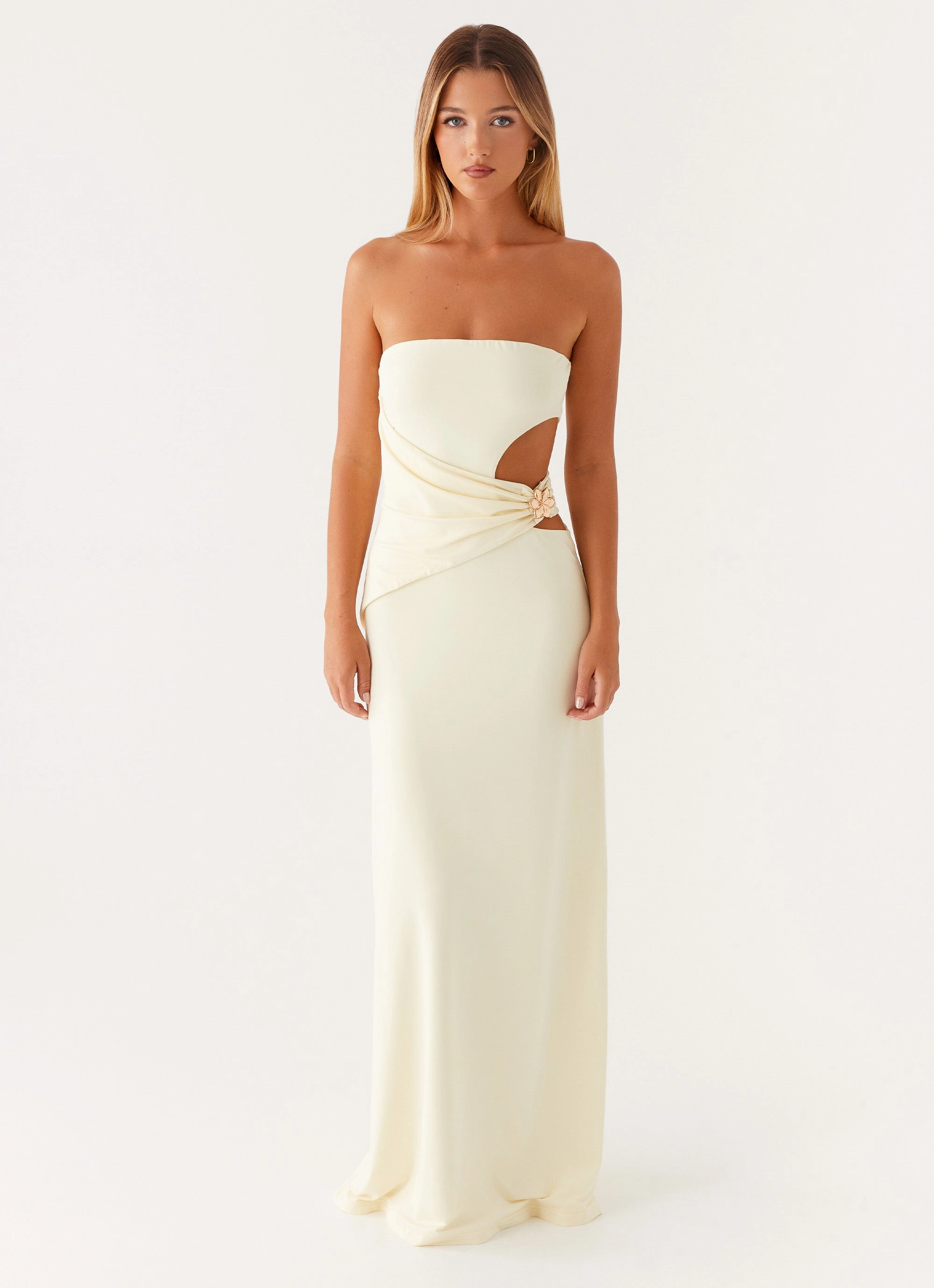 Side-Slit Anetta Maxi Dress - Yellow