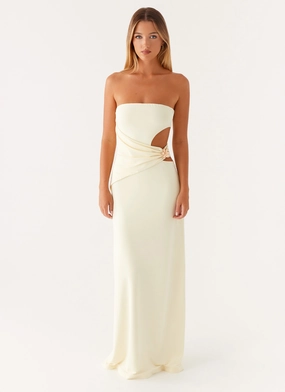 Side-Slit Anetta Maxi Dress - Yellow