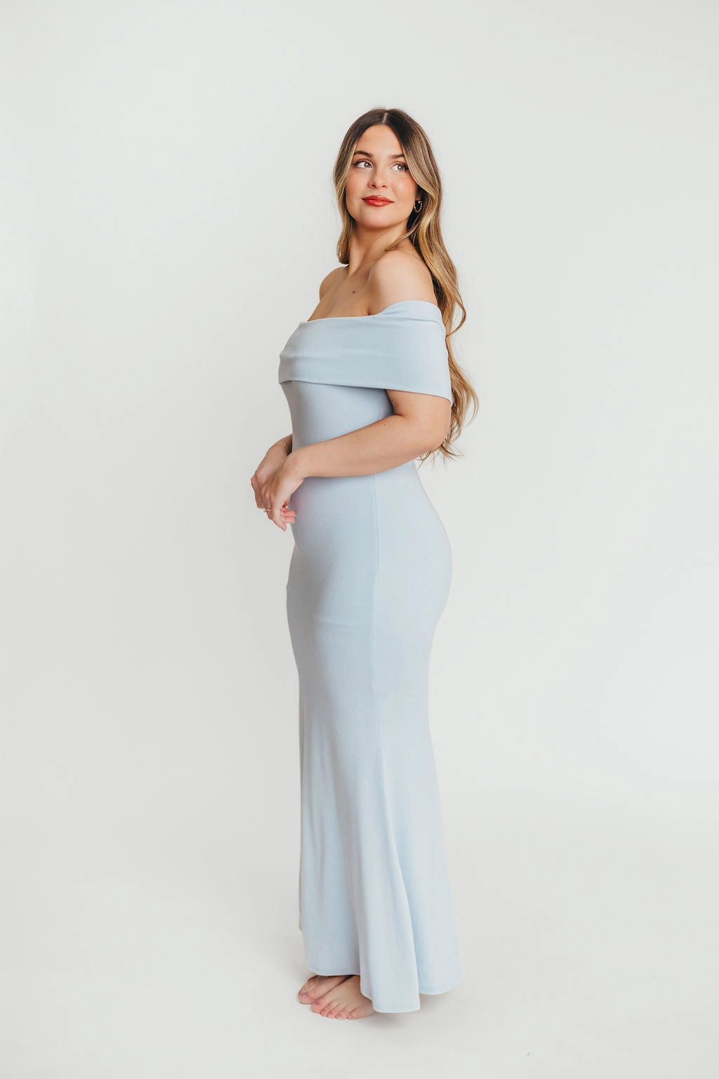 Fashion Look Monroe Maxi Dress in Blue - Bump Friendly