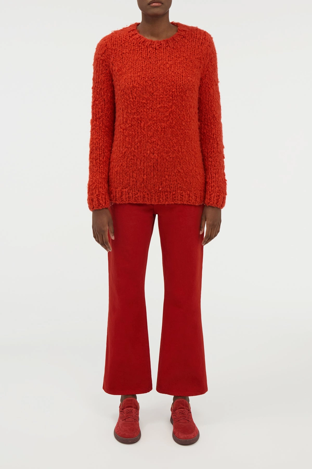 Street Casual Evening Stroll Lawrence Knit Sweater in Antelope Orange Welfat Cashmere