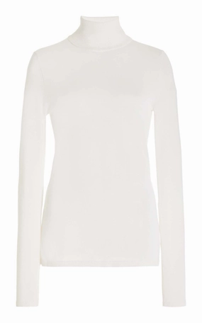 May Knit Turtleneck in Ivory Merino Wool Cashmere Yearlong Favorite WrinkleResistant Finish