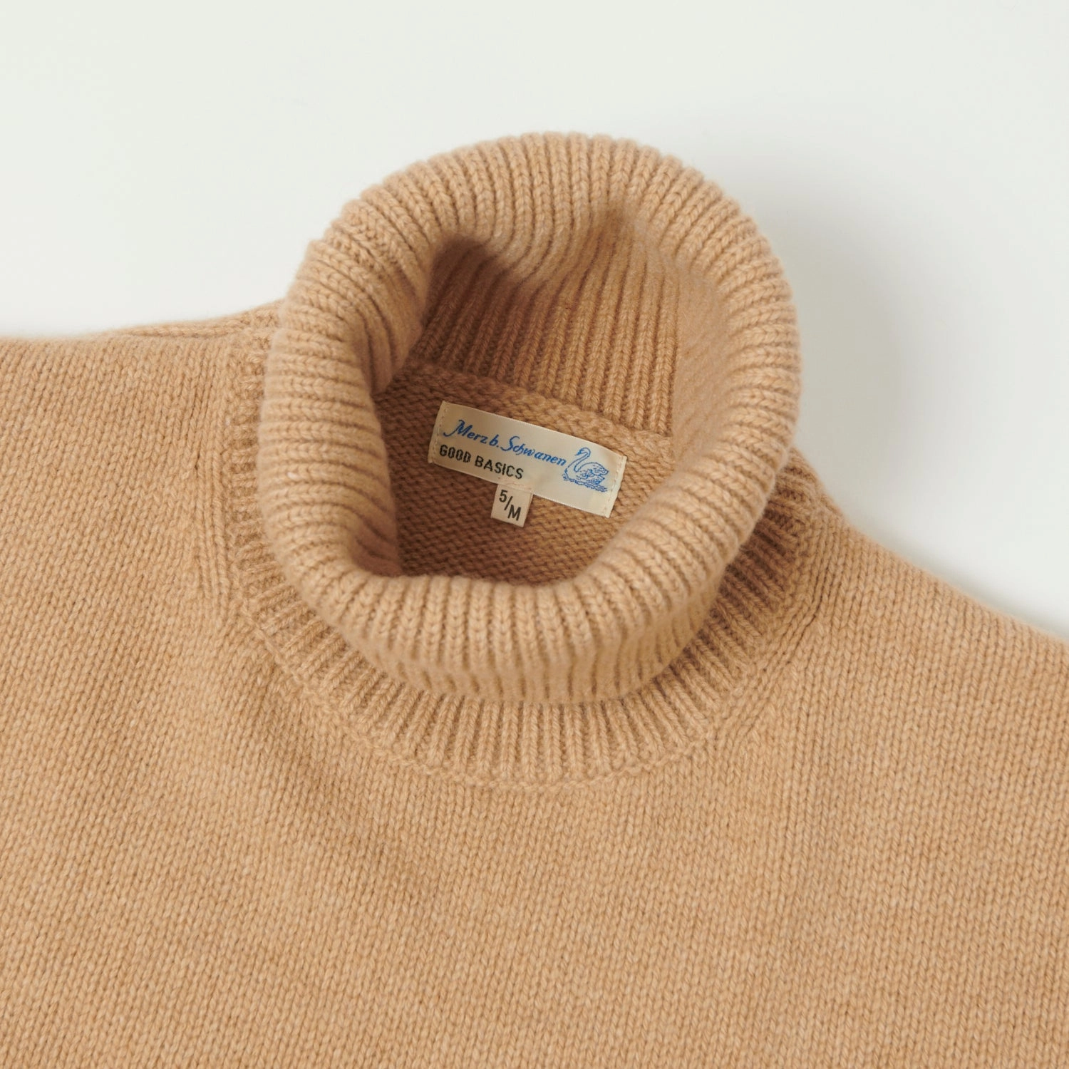 NonIrritating Seams Merz b. Schwanen 'Good Basics' Wool Cashmere Knit Turtleneck - Toffee