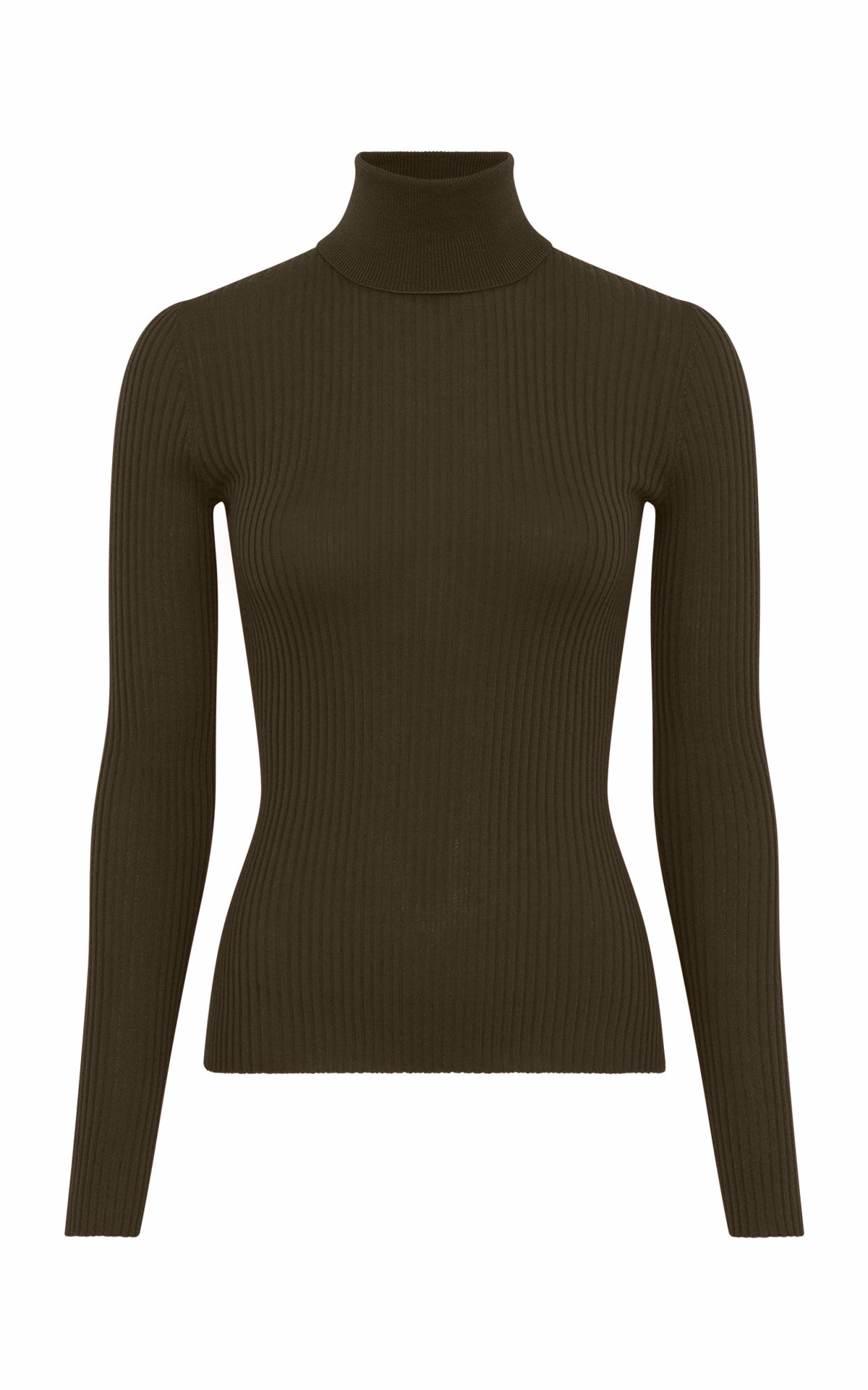 Lightweight Material Peppe Knit Turtleneck in Olive Cashmere Silk