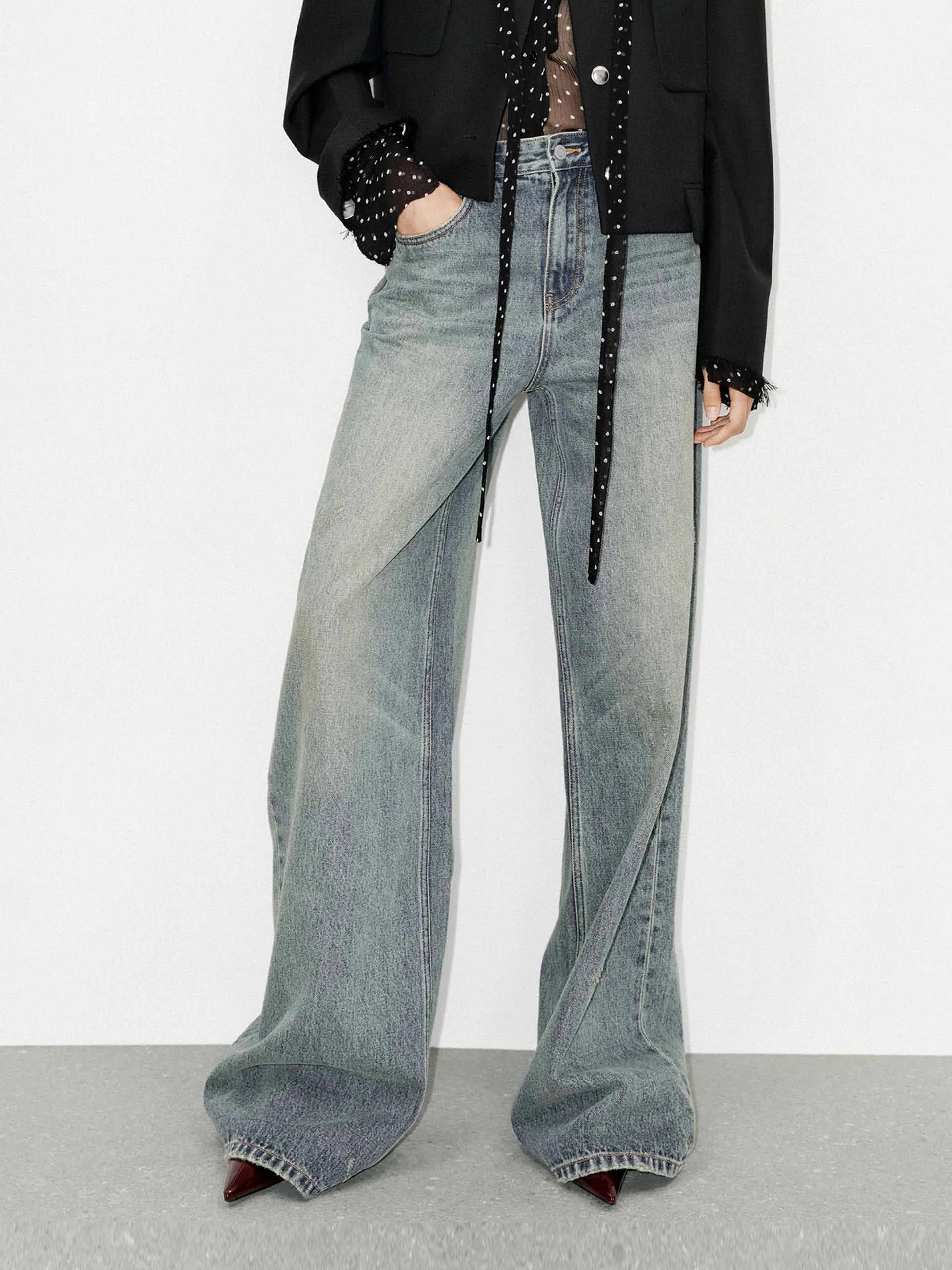 Wide Leg Cotton Jeans Urban Explorer Evening Stroll Casual Friday Elegant Bold Look