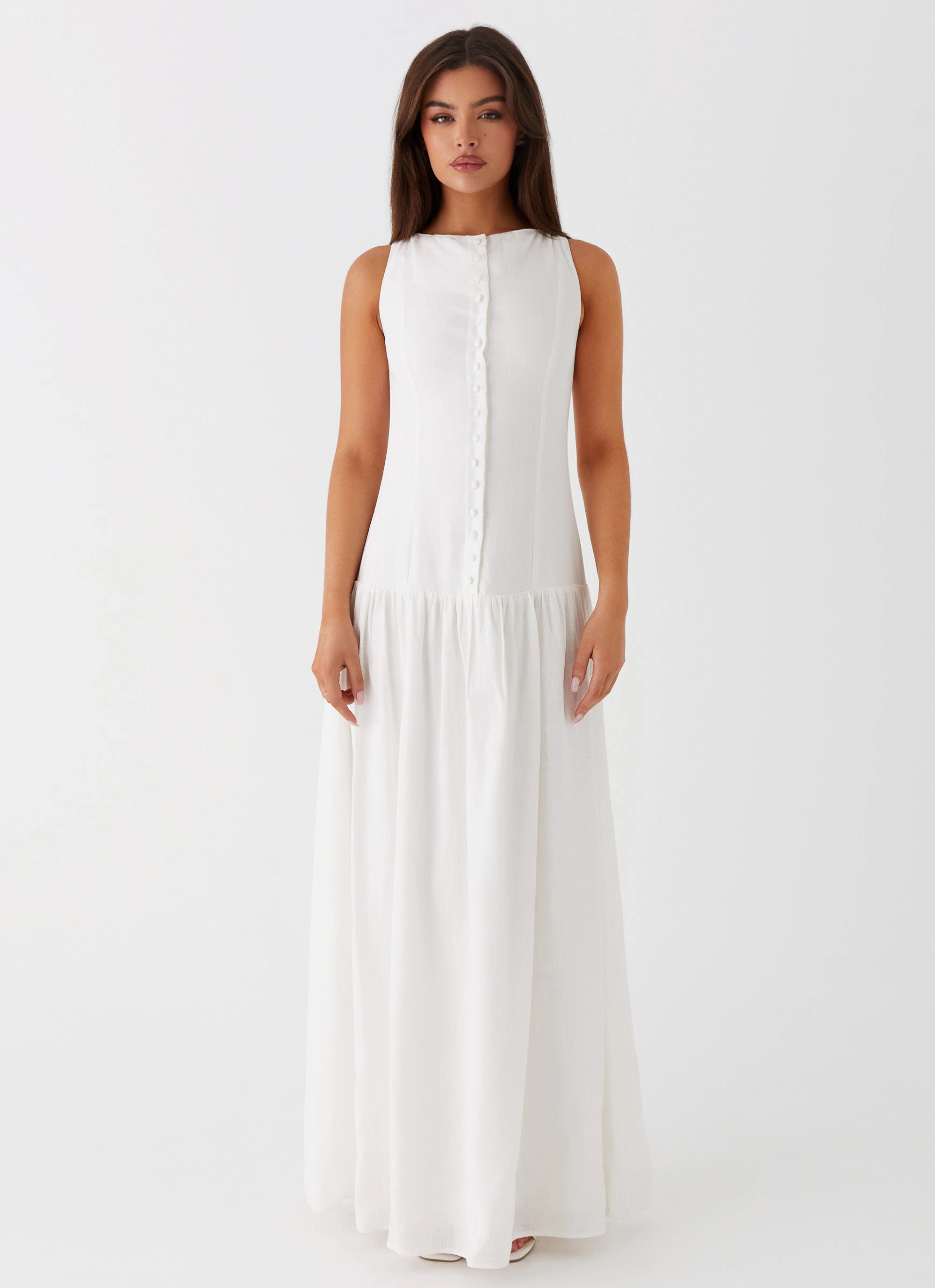 Fashion Option Easy Wrap Meggie Linen Maxi Dress - White