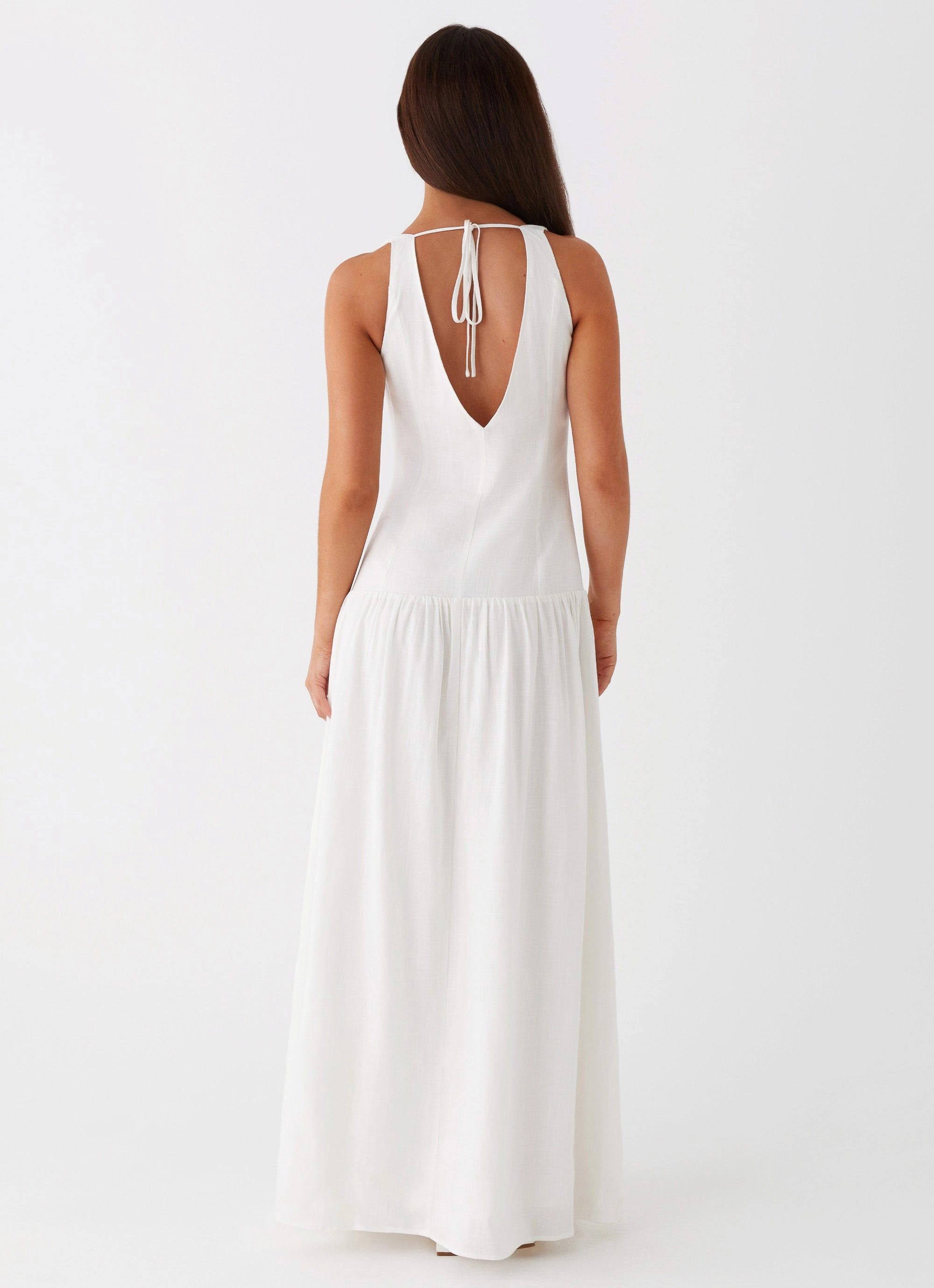 Trendy floral dress Meggie Linen Maxi Dress - White