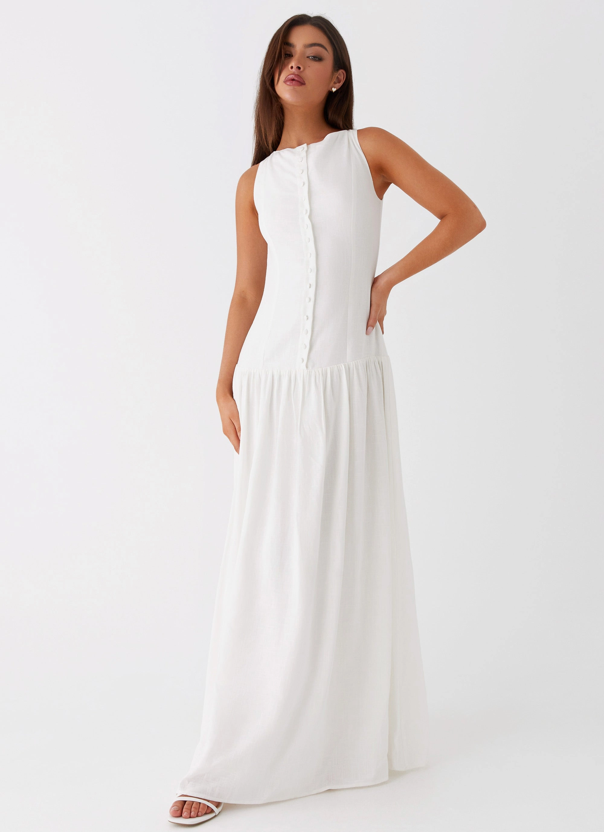 Light Weave Meggie Linen Maxi Dress - White