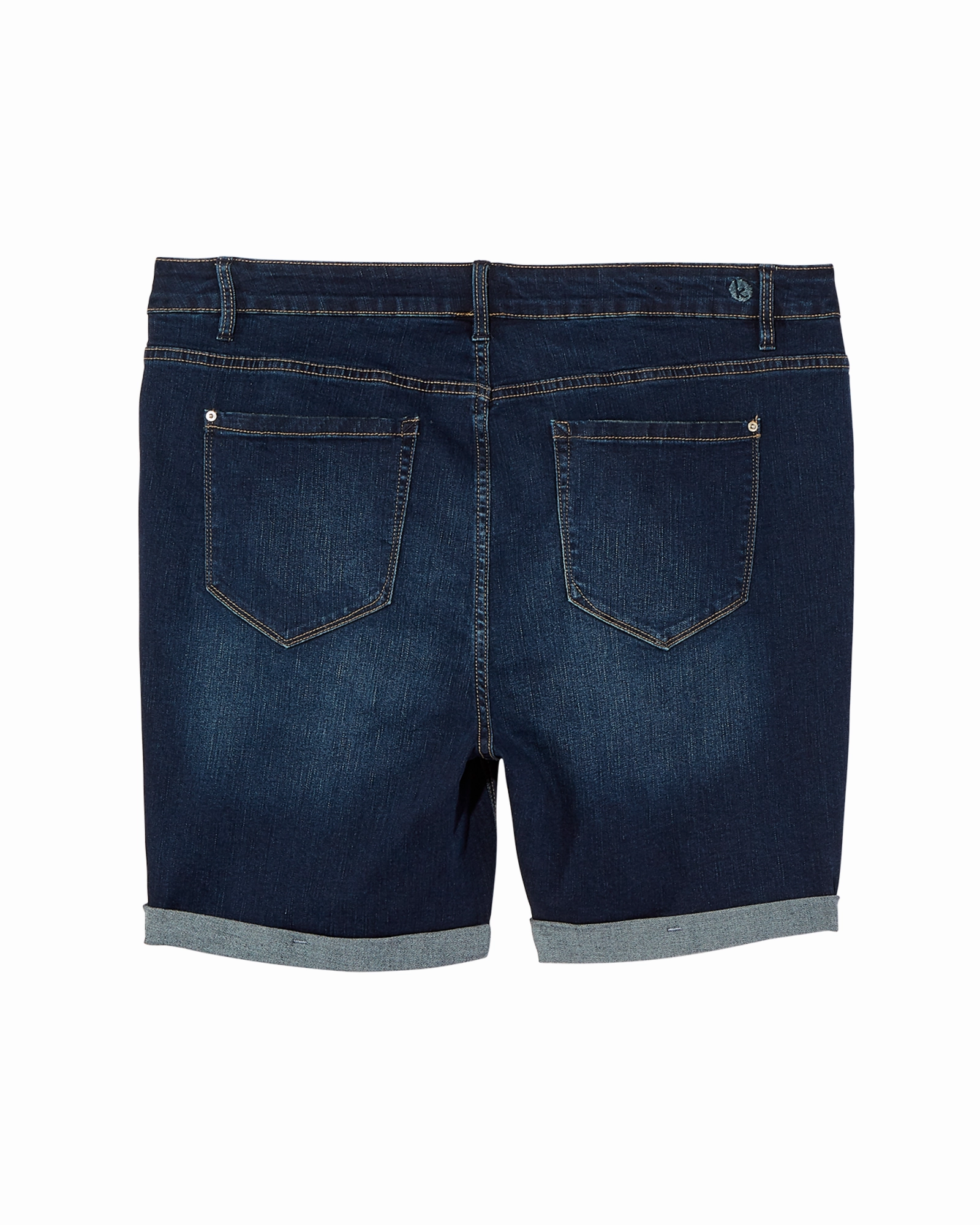 Mayfair Double Roll Cuff Short | Medium Wash Tapered Leg Profile Softened Seams
