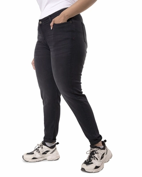 Spring Mood Trendy Comfortable Silhouette PLUS SIZE WOMEN SOLID CASUAL BLACK JEANS | Black