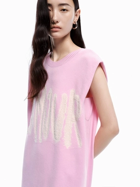 Letter Print Sleeveless Dress Cool Touch Built-In-Slip