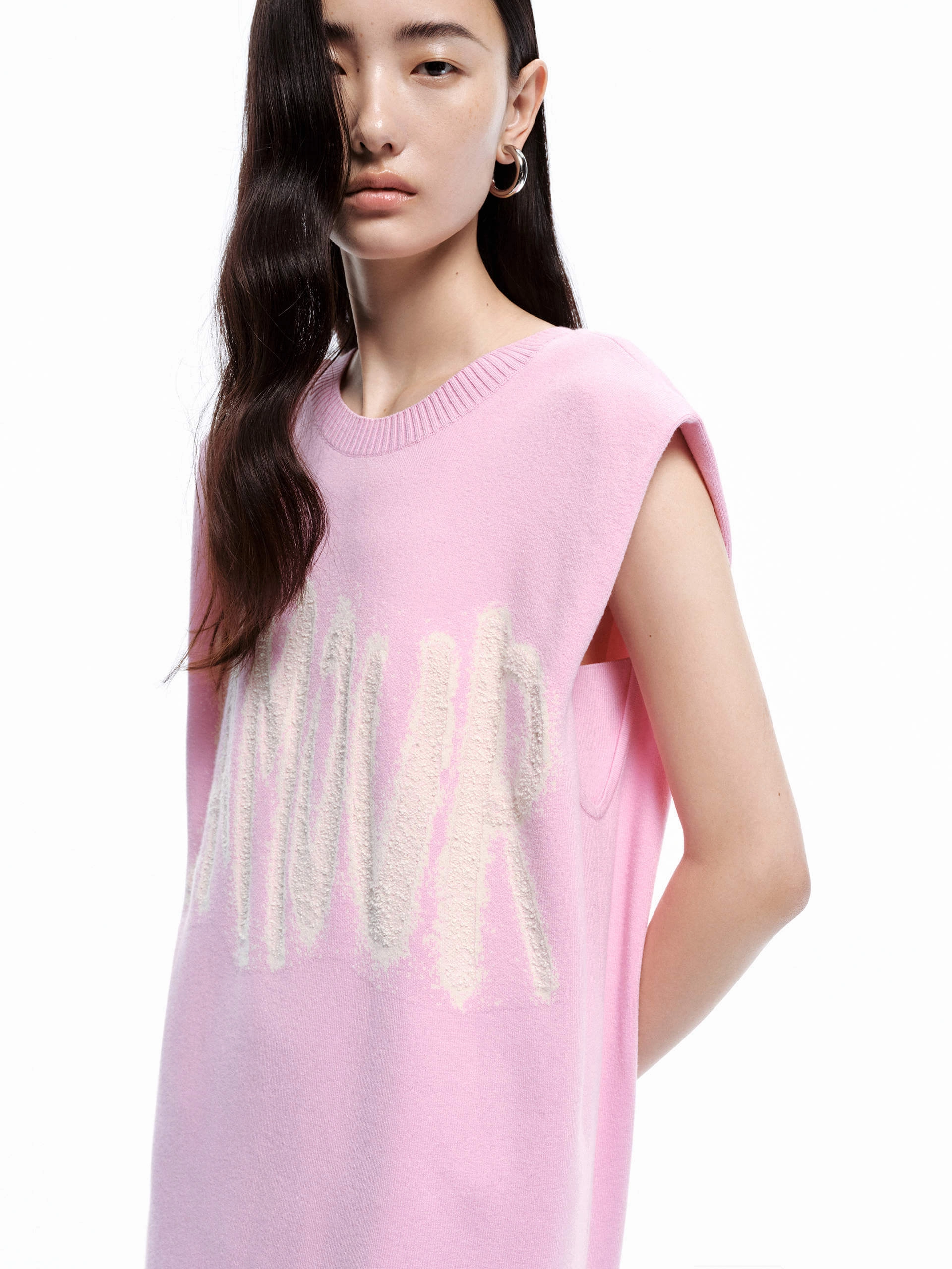 Letter Print Sleeveless Dress Cool Touch Built-In-Slip