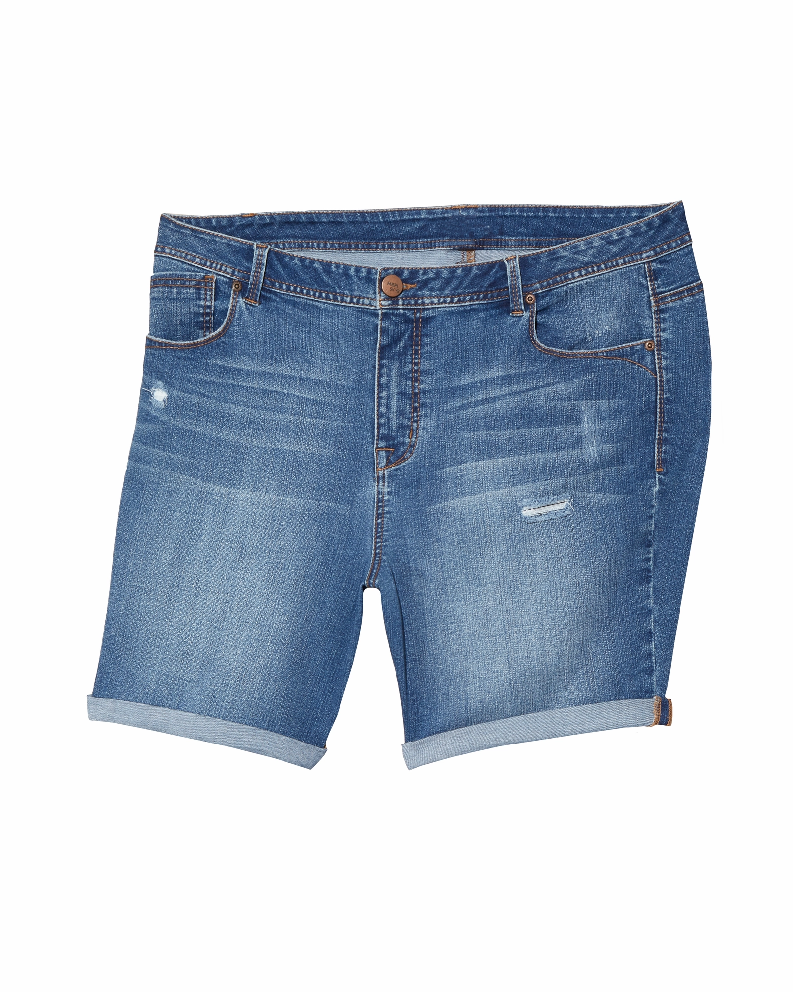Reliable Layer Everit Destructed Shorts with Rolled Hem | Medium Wash