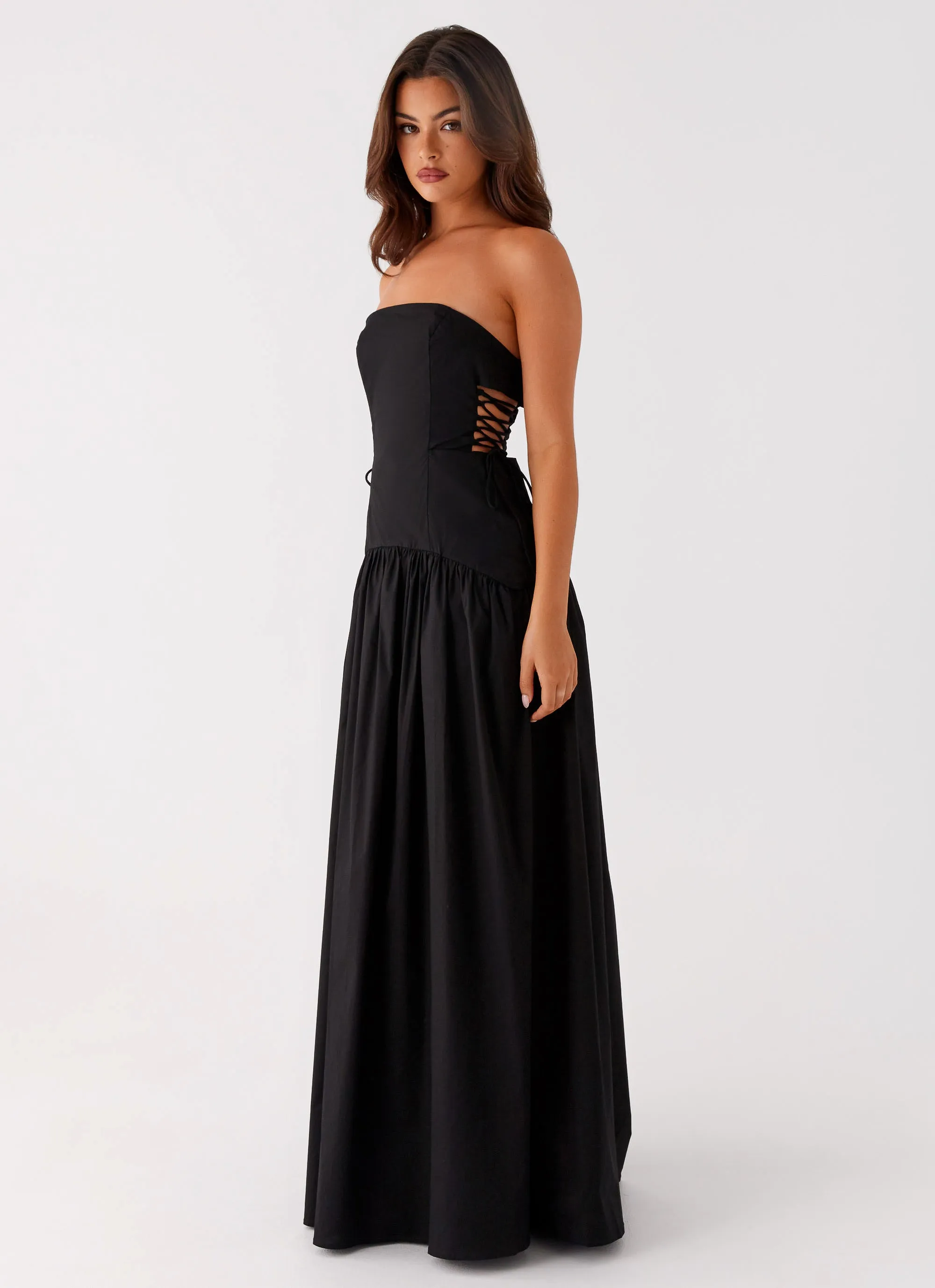 Conagh Maxi Dress - Black Chic Waistband Design