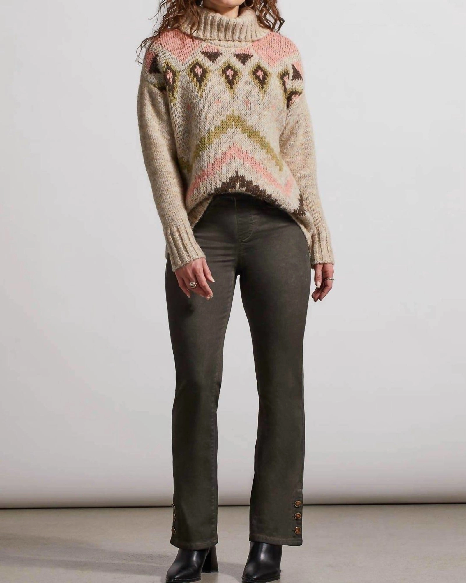 Audrey Microflare Vinatge Distress Jeans In Black Olive | Black Olive Comfort Stretch Technology