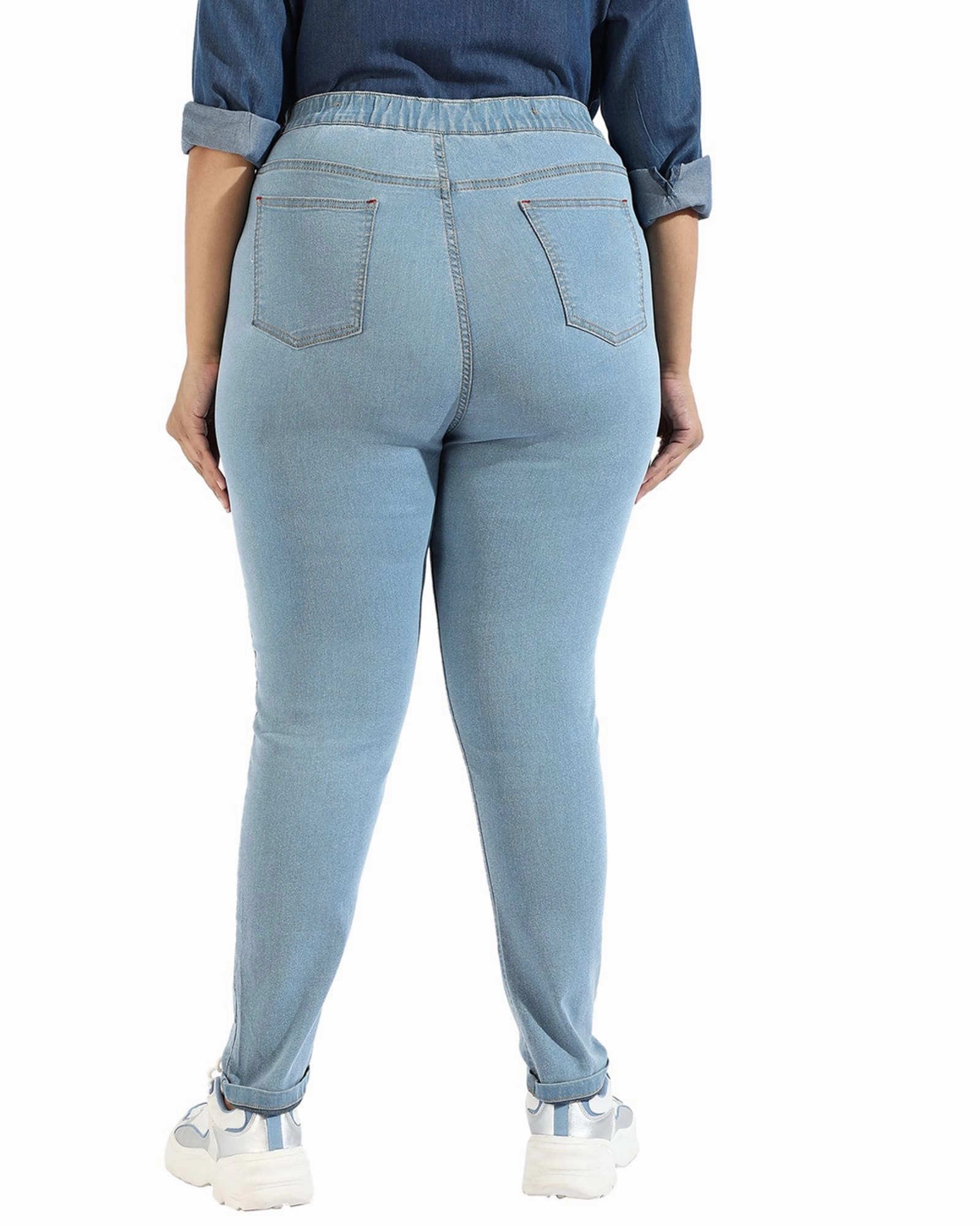 Confirtable Fitted Jeans | Light Blue Casual Vibe Classic Wear Textured
