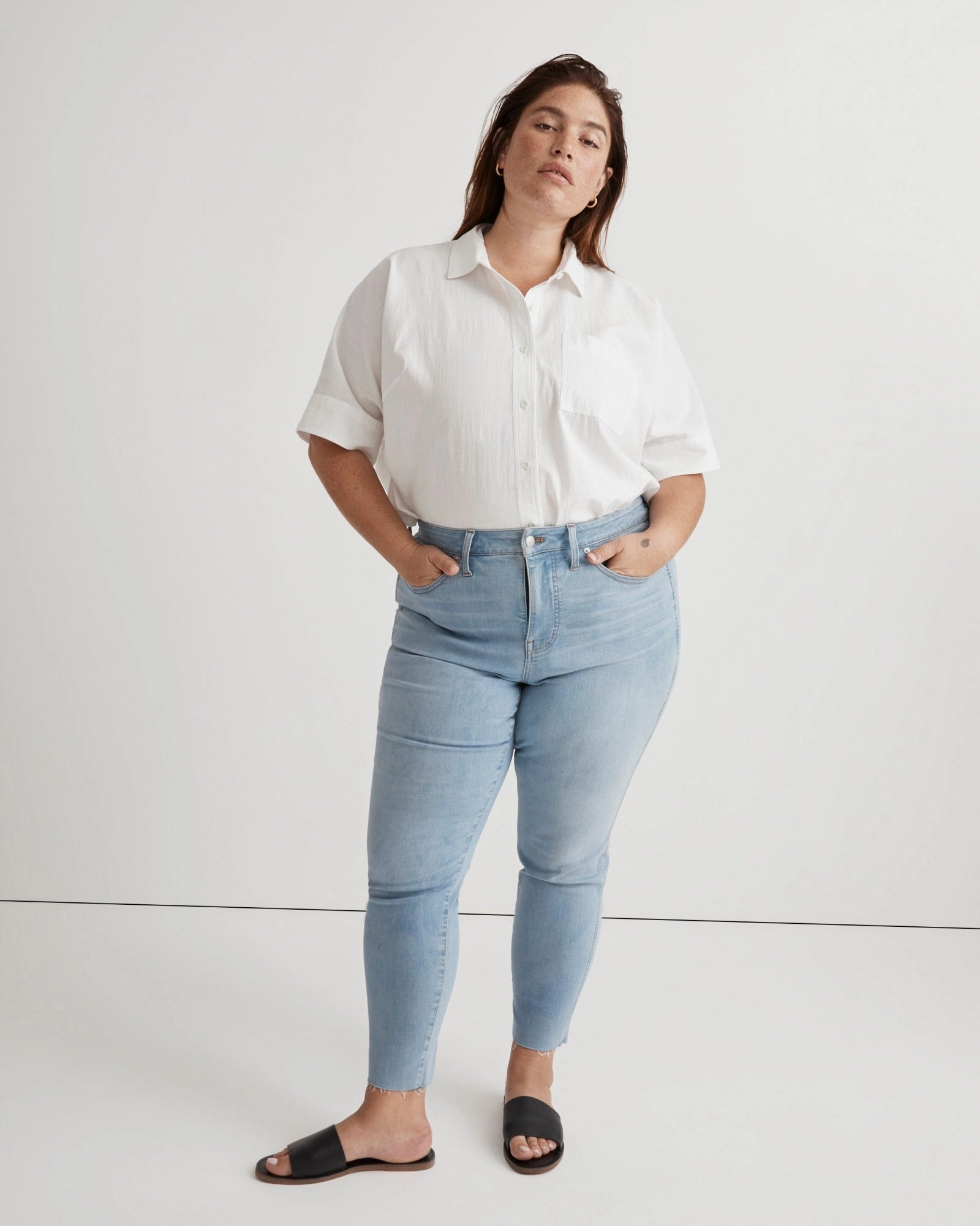High Rise Skinny Crop Jeans | Charlemont Wash Simple Match Sleek Waistband