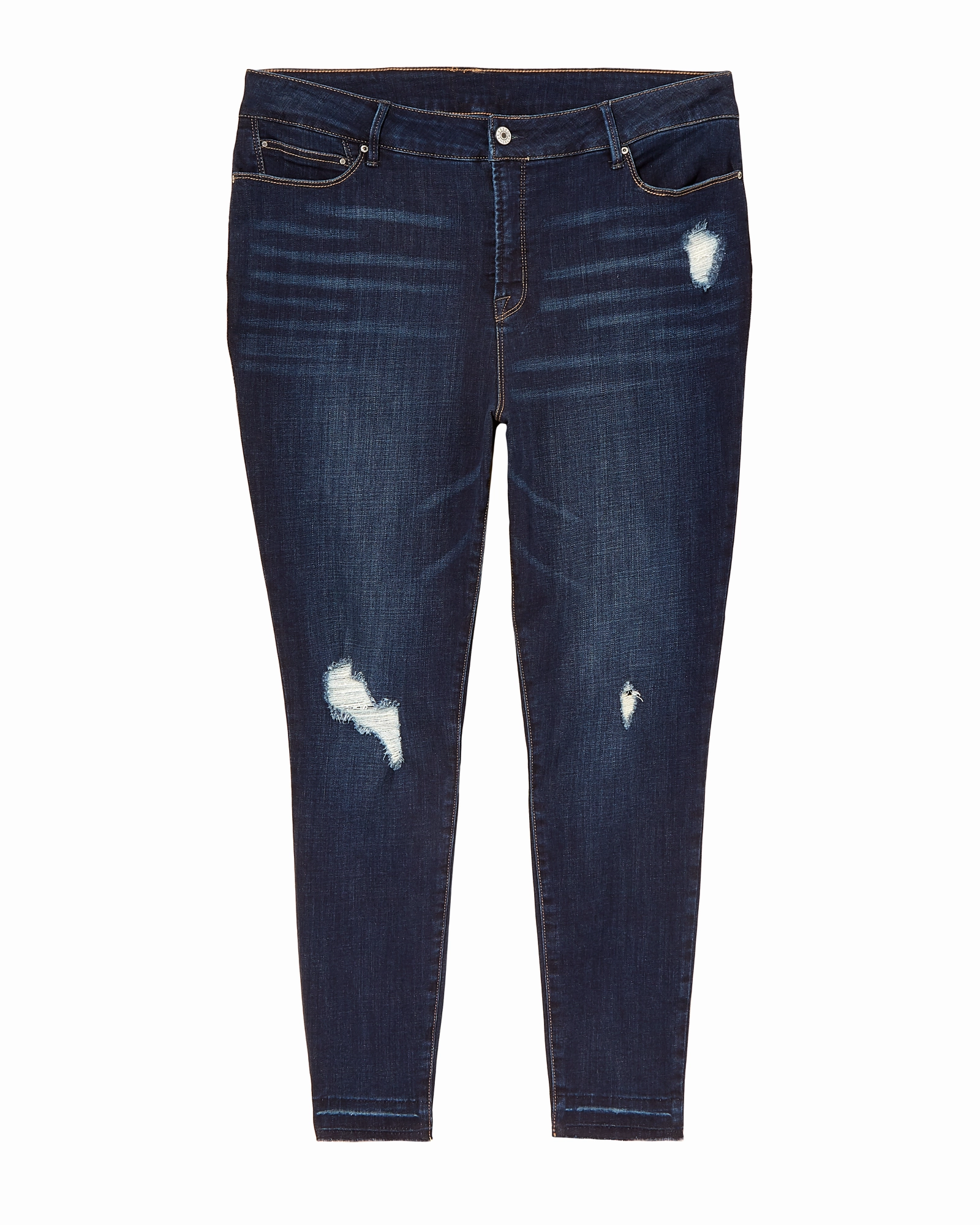 Stagg Destructed Ankle Skinny Jean with Released Hem | Dark Wash Must Have Wear Casual Friday Versatile