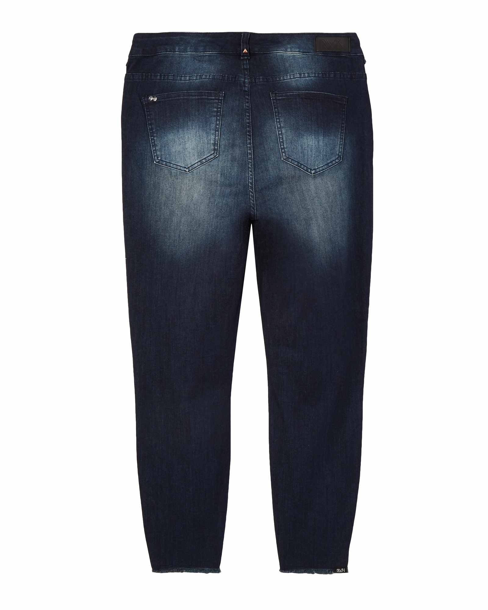 Augustina Destructed Ankle Skinny Jean with Frayed Hem | Dark Wash Minimalist Comfort