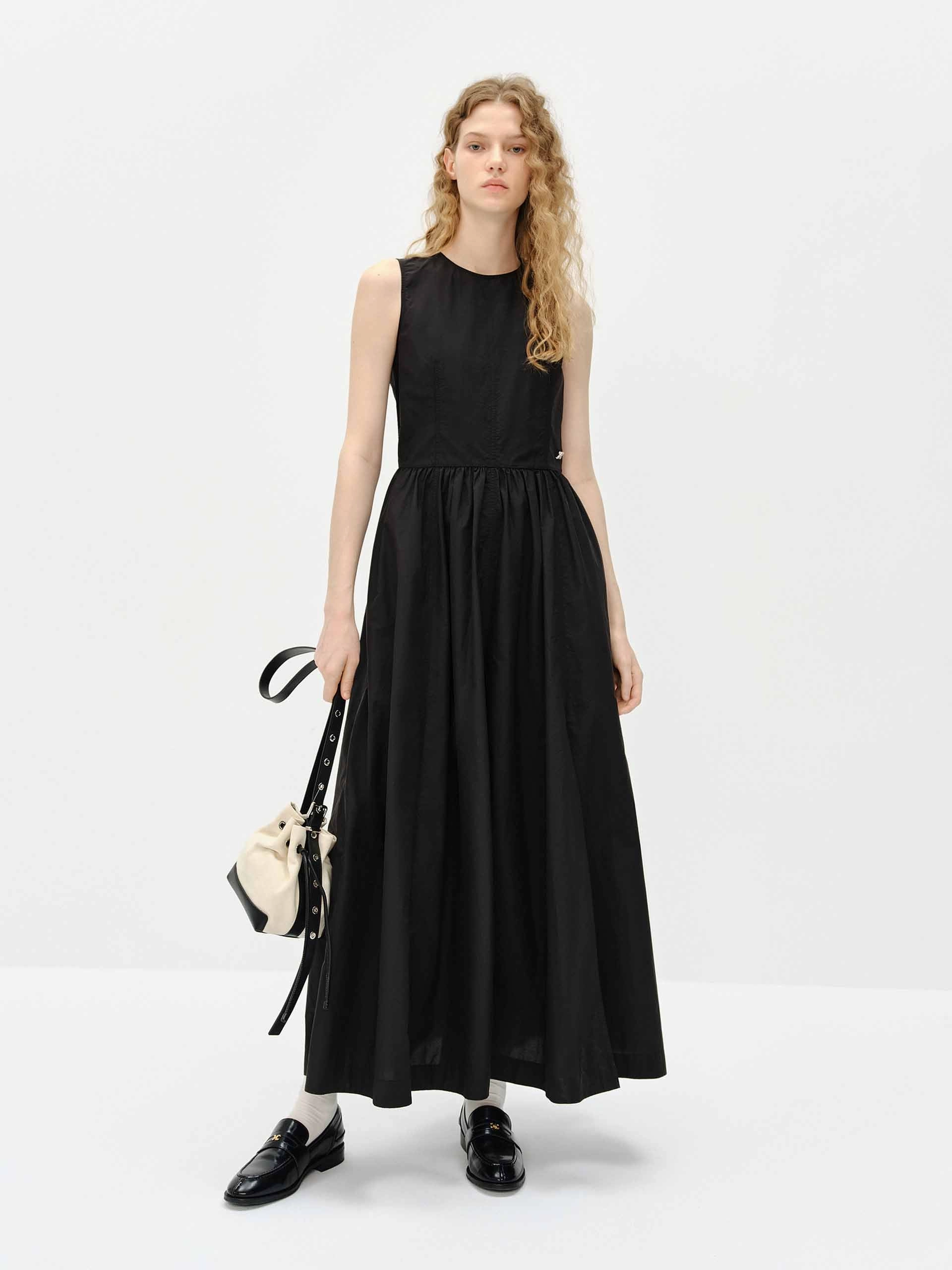 Floral Pattern Cotton Blend Sleeveless Dress