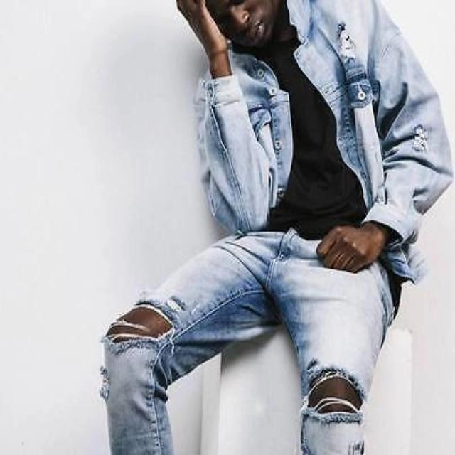 West Louis? Ripped Skinny Biker Destroyed Jeans Double Stitched Seams