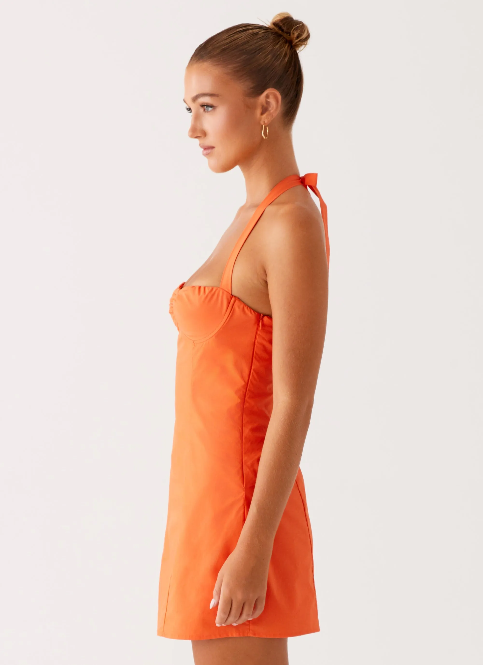 Contessa Halter Mini Dress - Orange Neutral Base Chic Wear