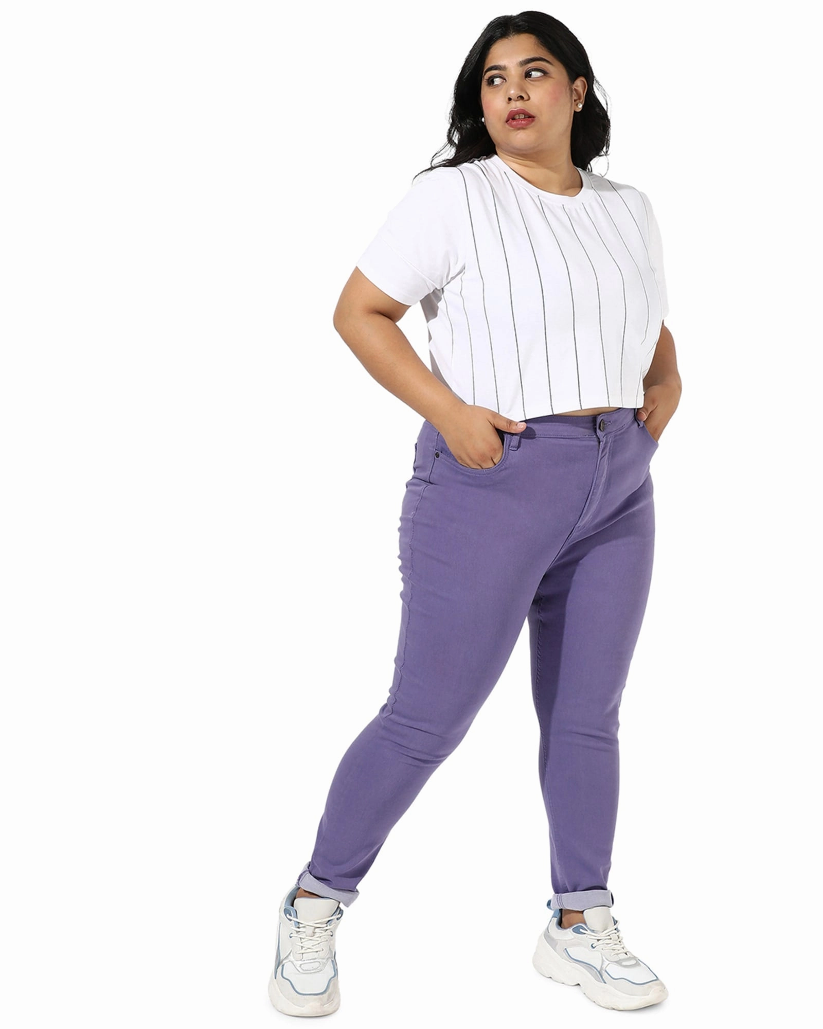 Lilac Skinny Jeans | Purple Style Basic Comfy Waist
