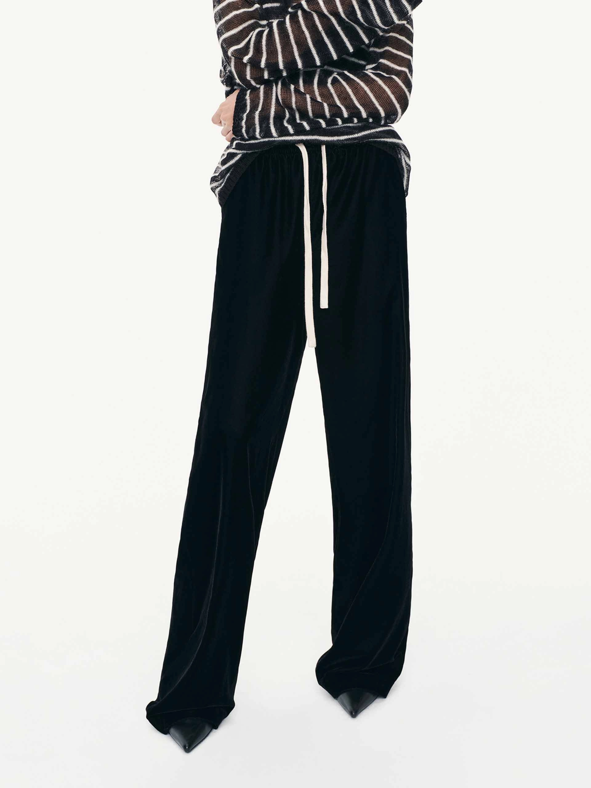 Contrast Drawstring Relaxed Trousers Customizable length