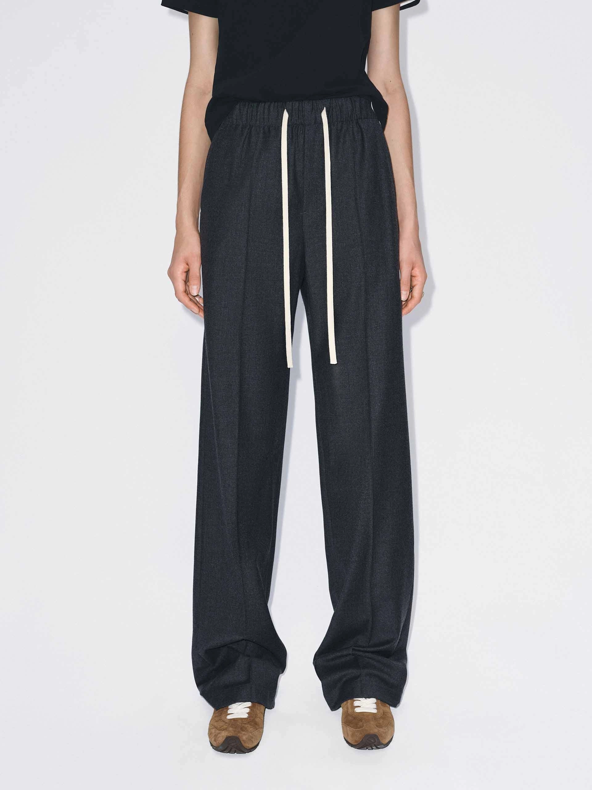 Contrast Drawstring Wool Trousers Polyester fabric Soft Wear