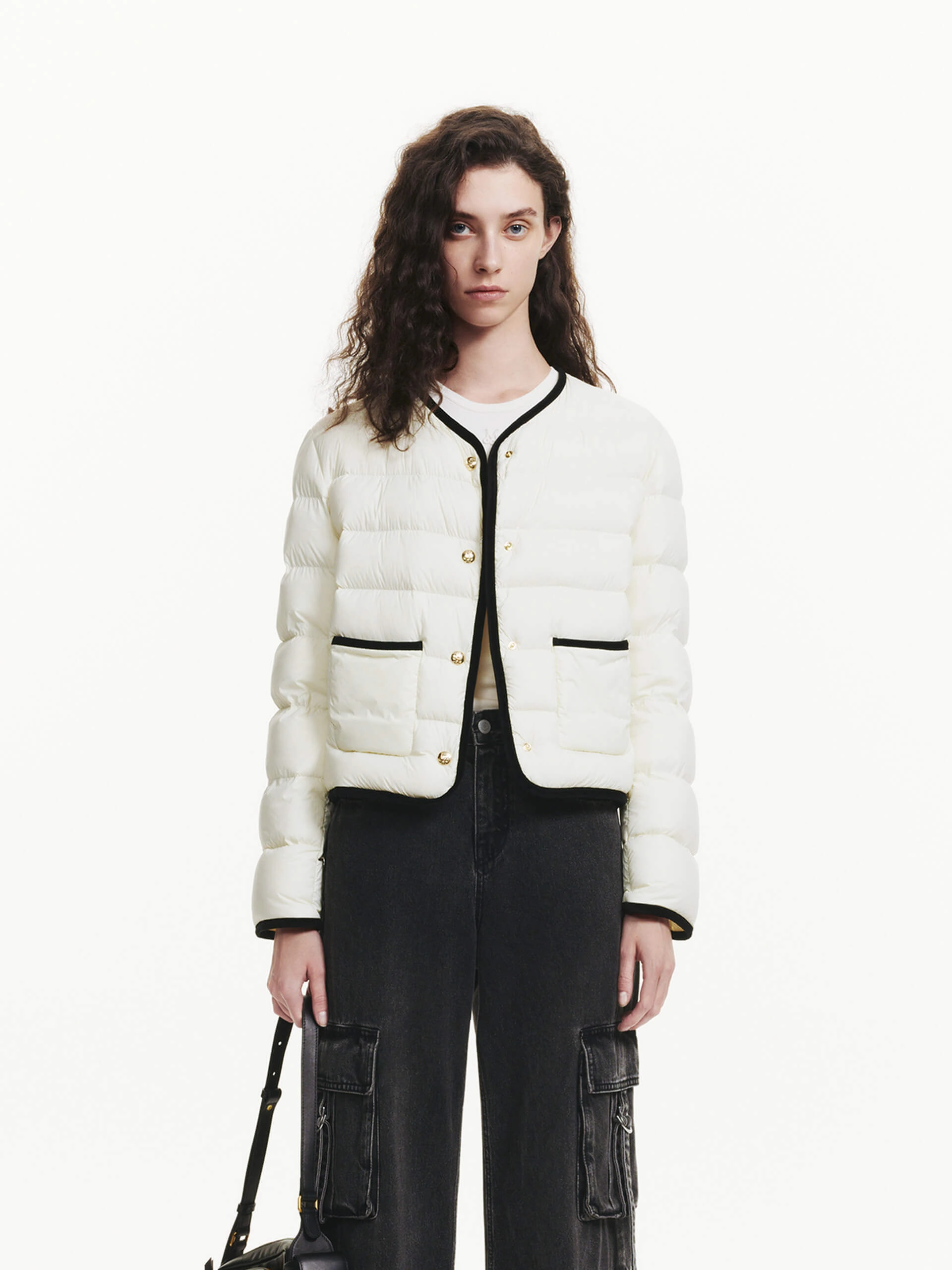 Ventilated Panels Contrast Quilted Cropped Jacket