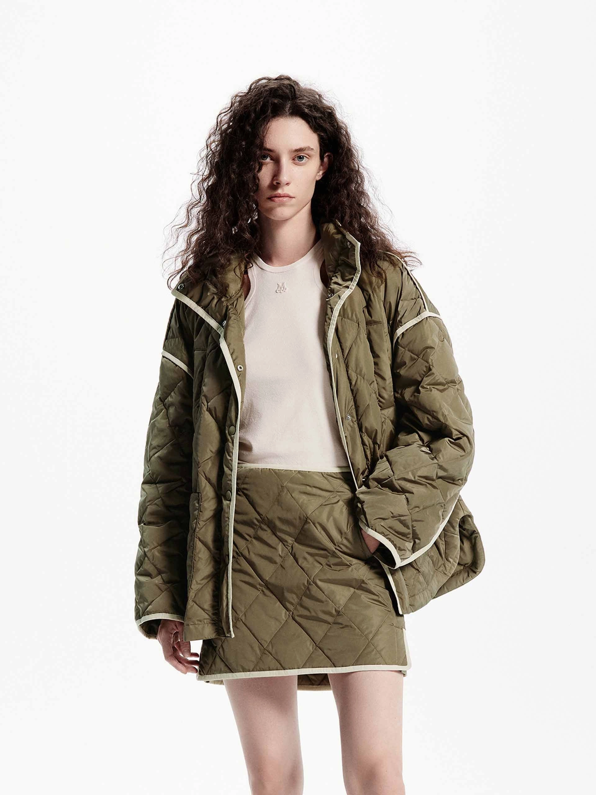 Odor Resistant Fabric Reinforced Seams Contrast Quilted Down Jacket