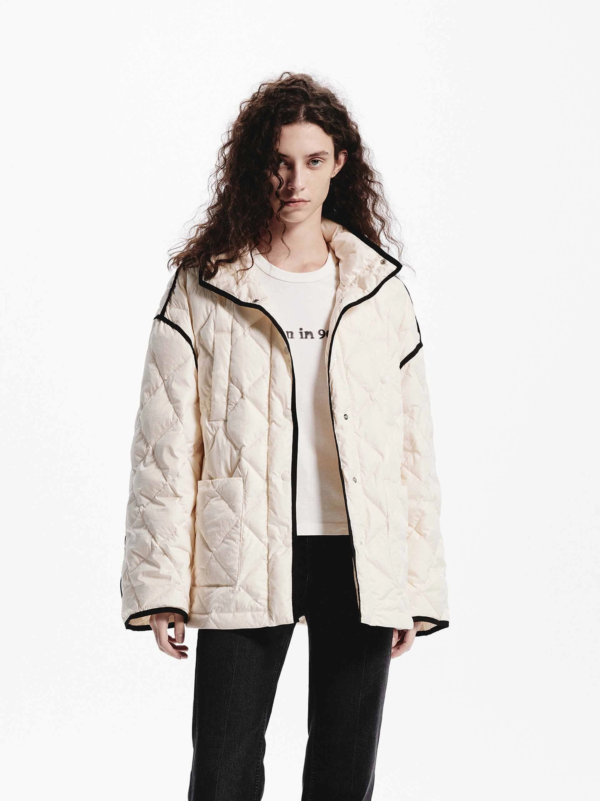 Contrast Quilted Down Jacket Simple Chill Piece mesh ventilation
