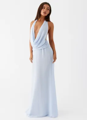 Elysia Chiffon Maxi Dress - Baby Blue Tailored Fit