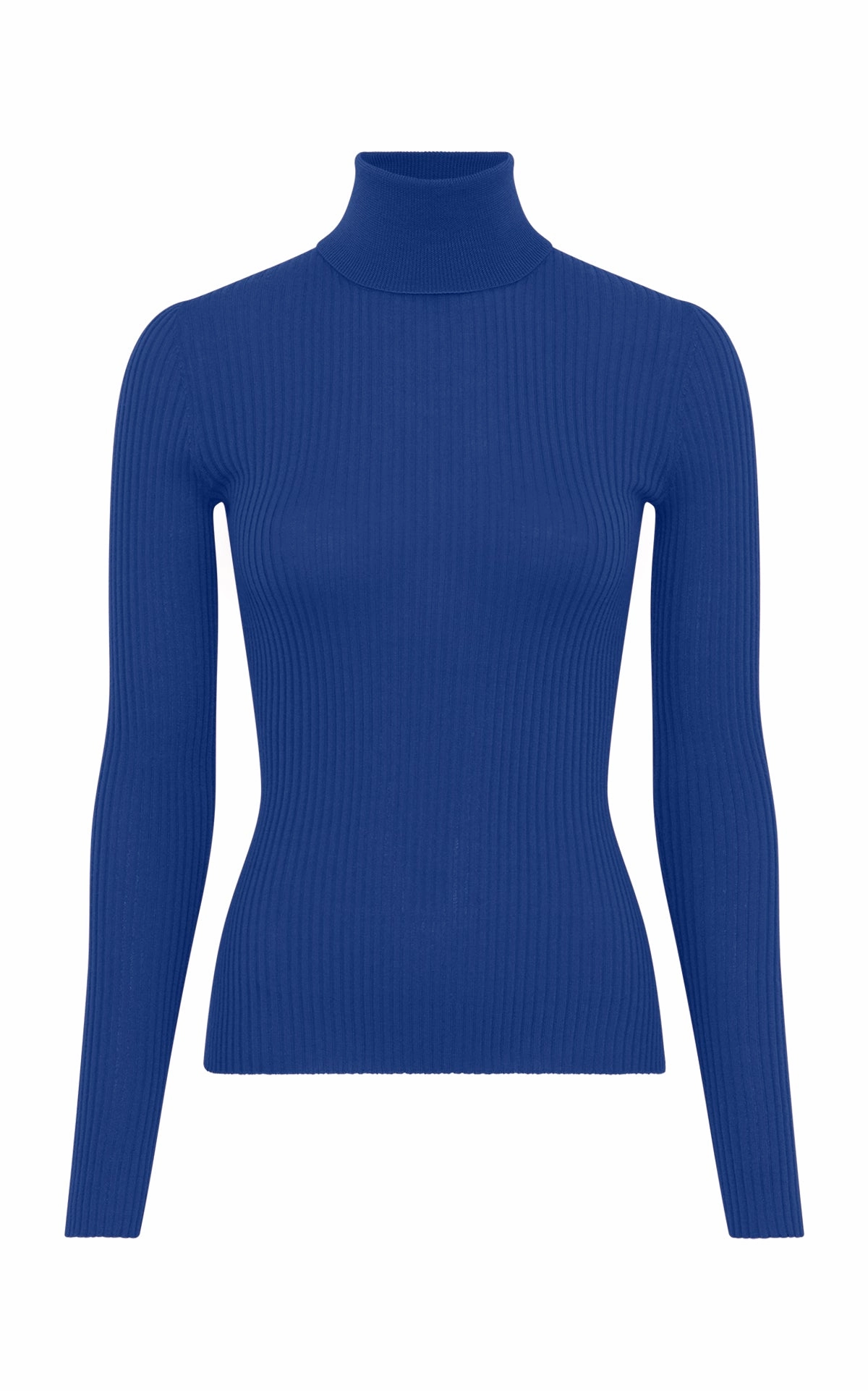 Texture Focus Mild Weather Peppe Knit Turtleneck in Cobalt Cashmere Silk