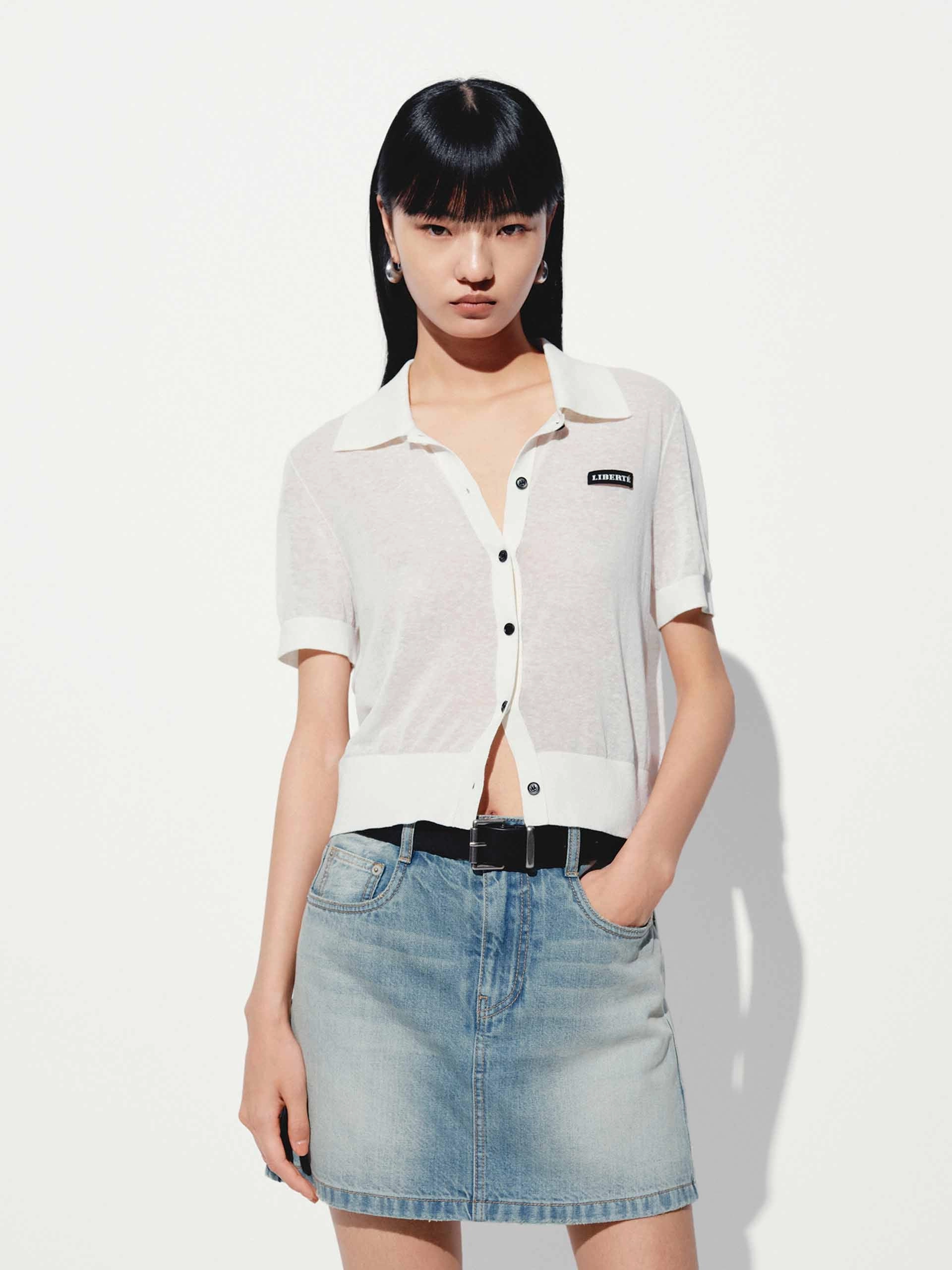 AntiStatic Lining Linen Blend Cropped Cardigan