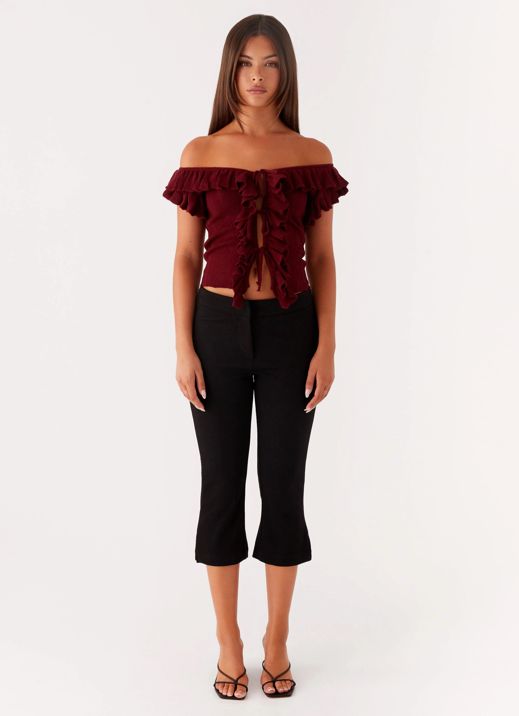 high - performance Sweat Resistant Keeta Frill Top - Burgundy