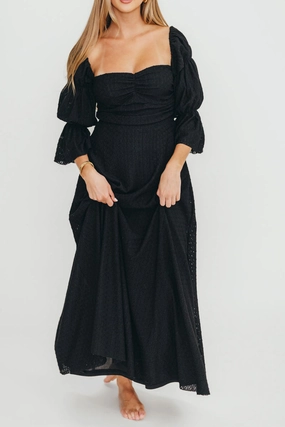 Corrine Tiered Sleeve Maxi Dress with Pockets in Black - Bump Friendly Modern and Feminine Dressy Glow