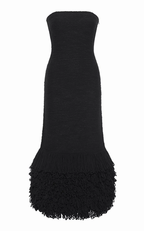 Corus Knit Maxi Dress in Black Cashmere Silk Compressed Stitch