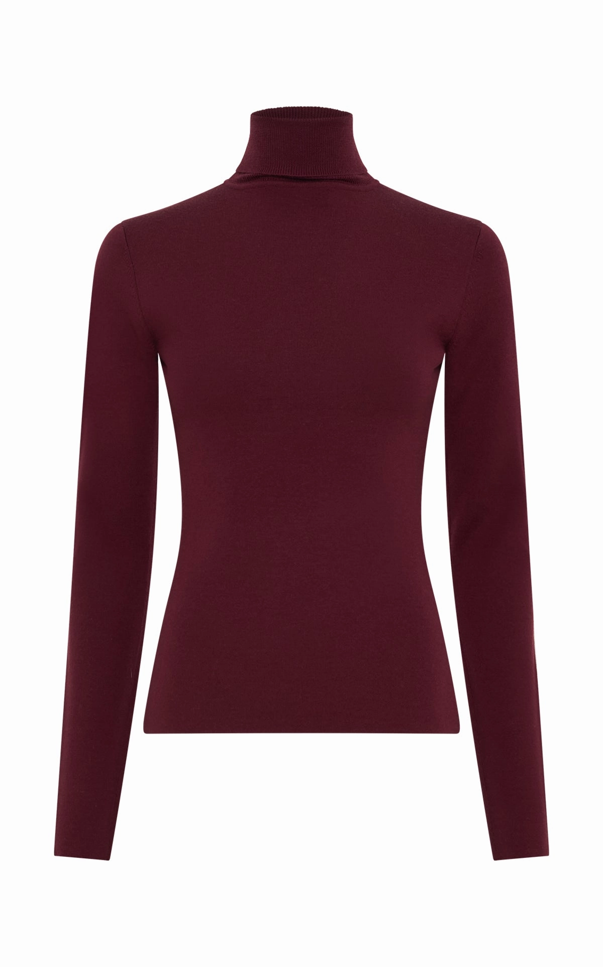 Costa Knit Turtleneck in Bordeaux Cashmere Silk Low Key