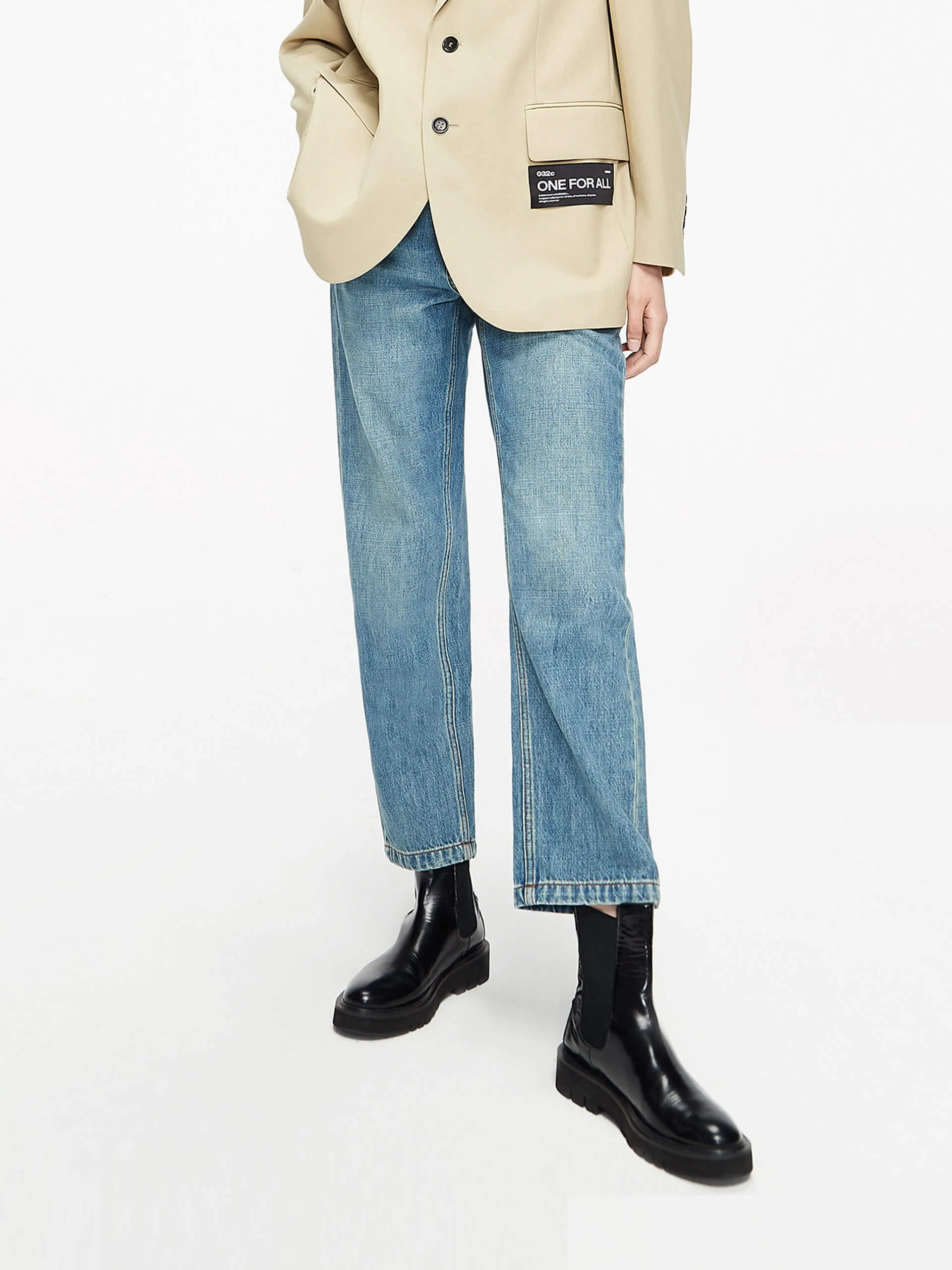 Cotton Washed Straight Jeans All Time Fit