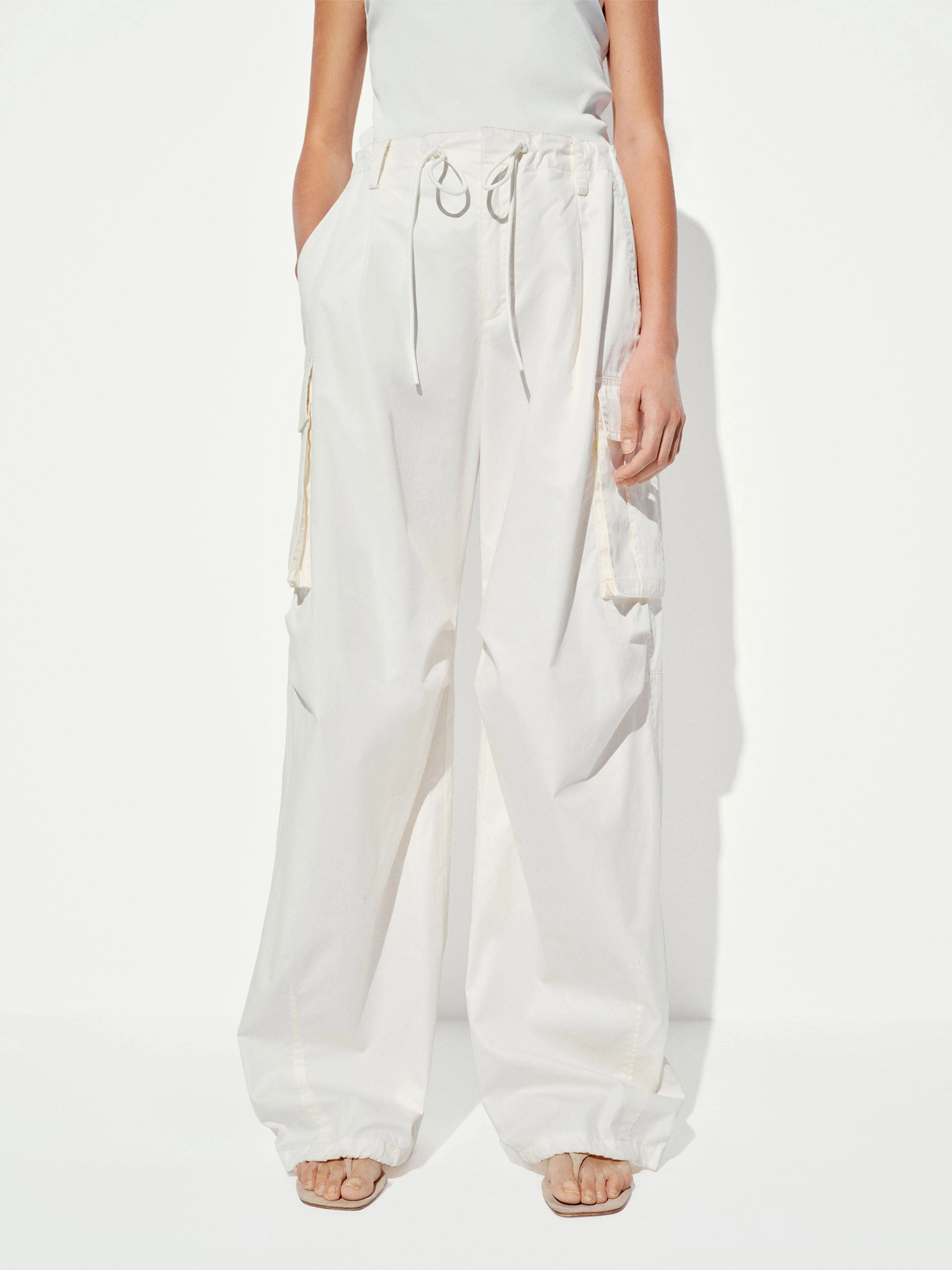 Cotton Barrel Leg Cargo Pants Wide fit Quick Layer