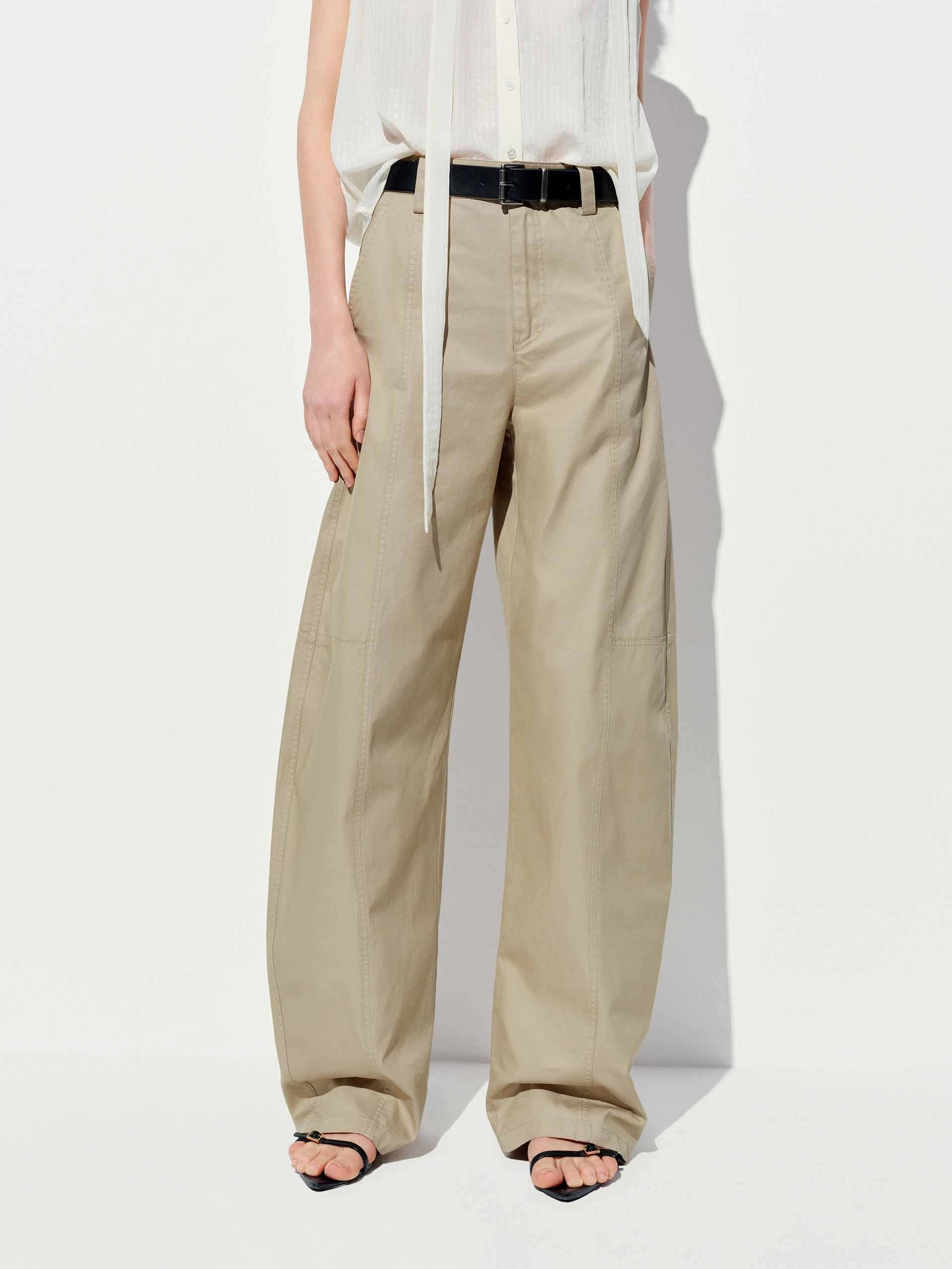 Minimal Fit Cotton Barrel Leg Trousers