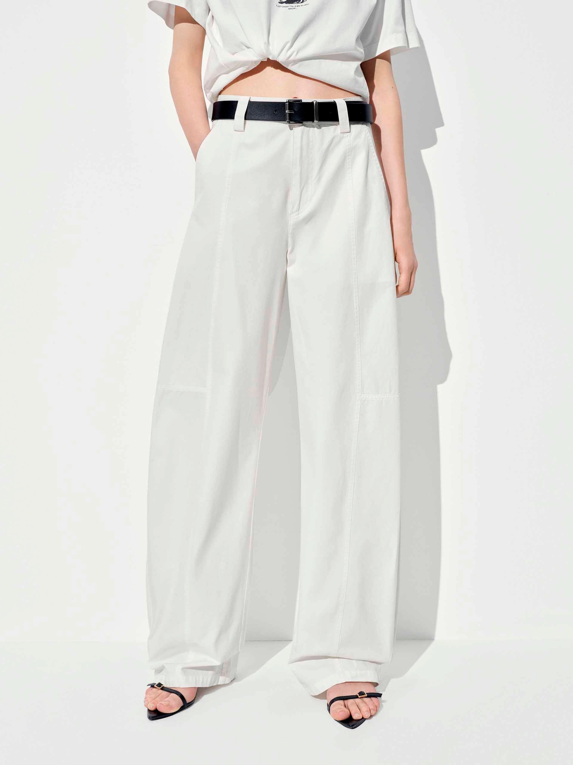 Cotton Barrel Leg Trousers Perfect Comfort Stretch Fit