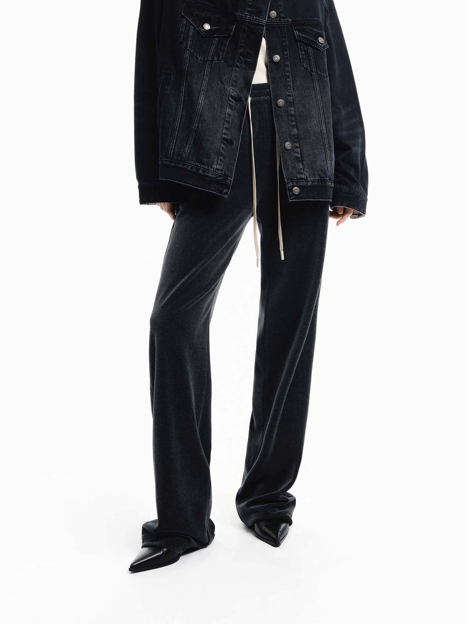 Cotton Blend Drawstring Pants Anti Pilling Treatment Sleek Look