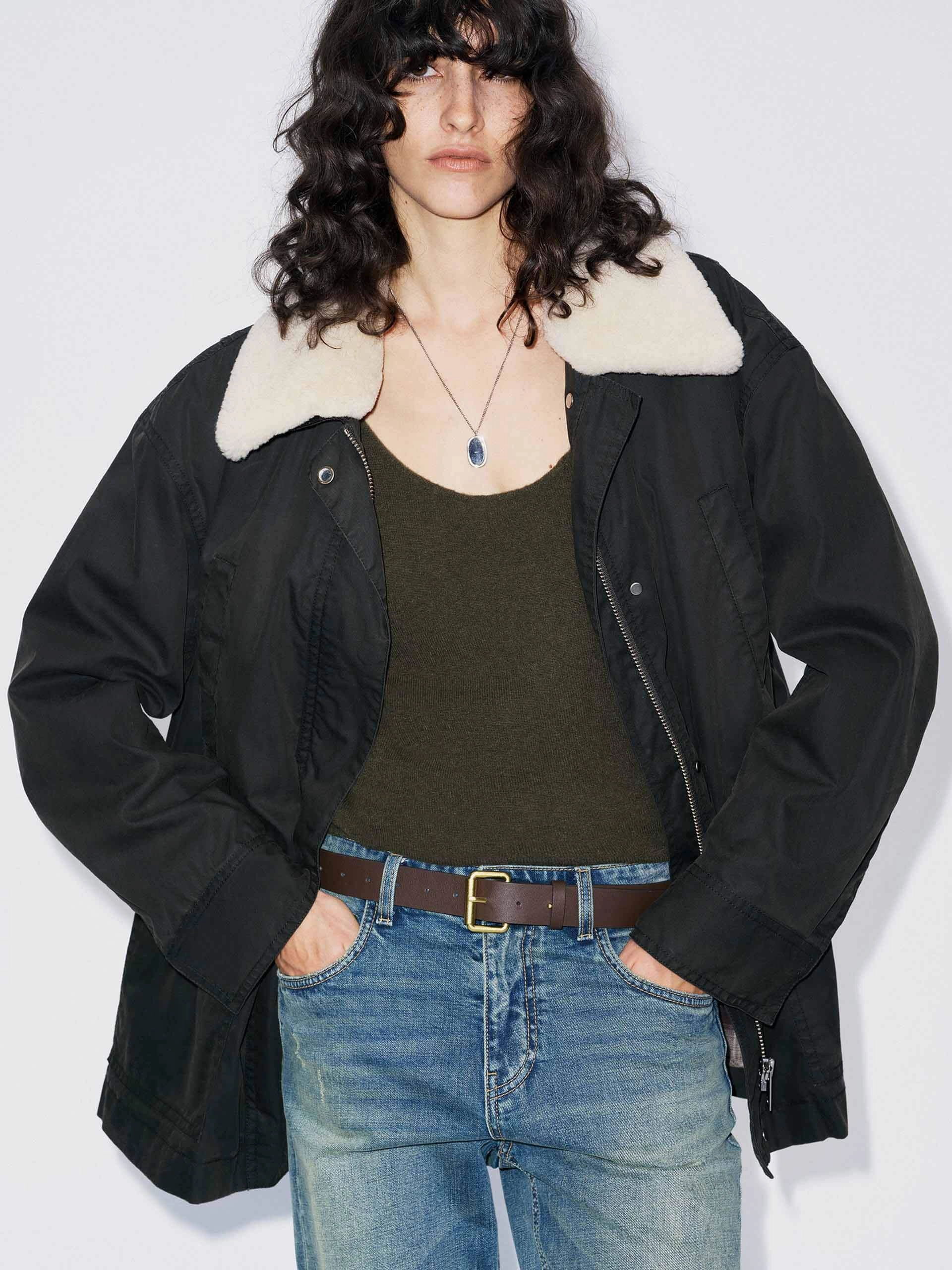 Mold Resistant Coating Cotton Blend Fur Collar Coat